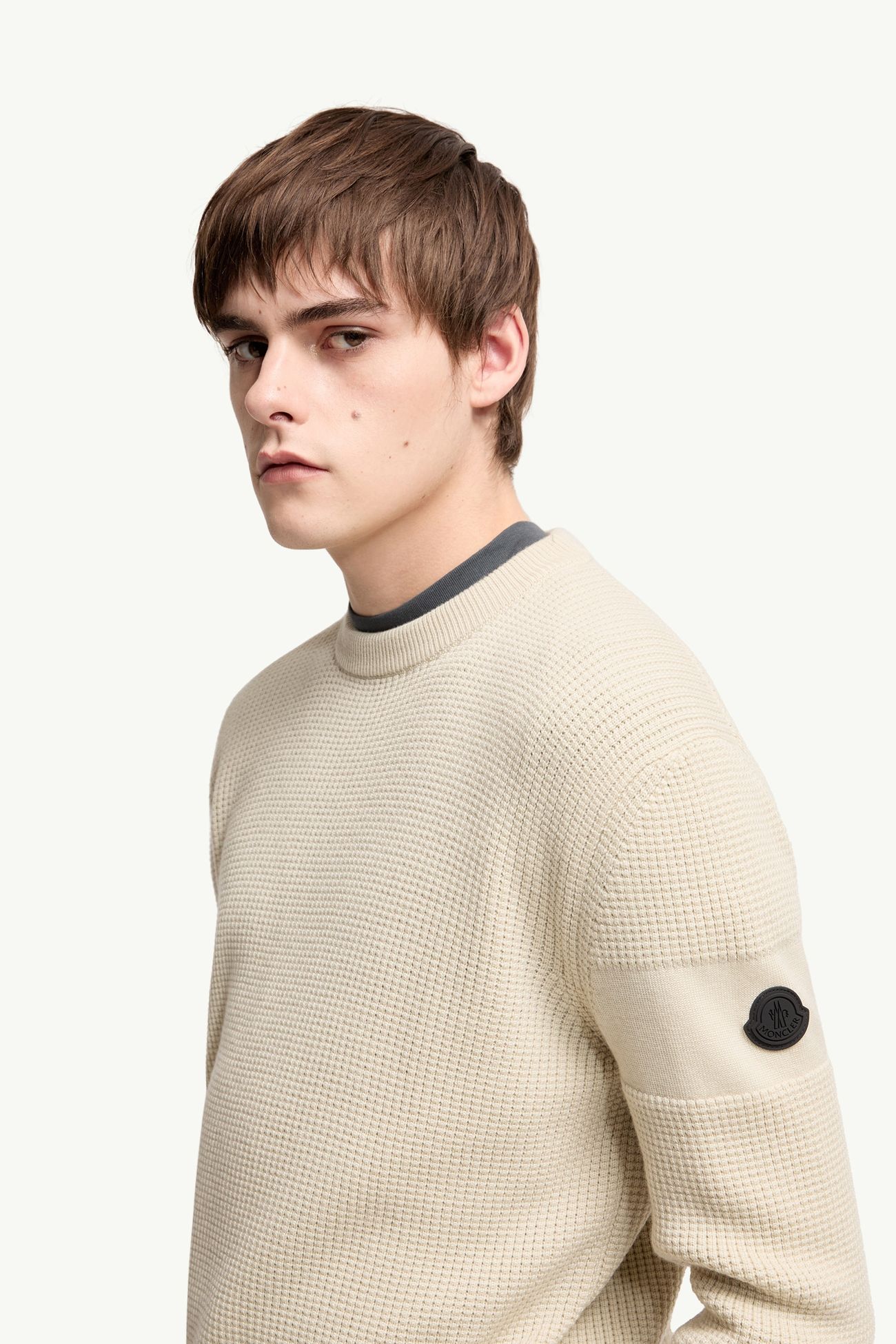 로고 울 스웨터 남성 라이트 베이지 Moncler 1