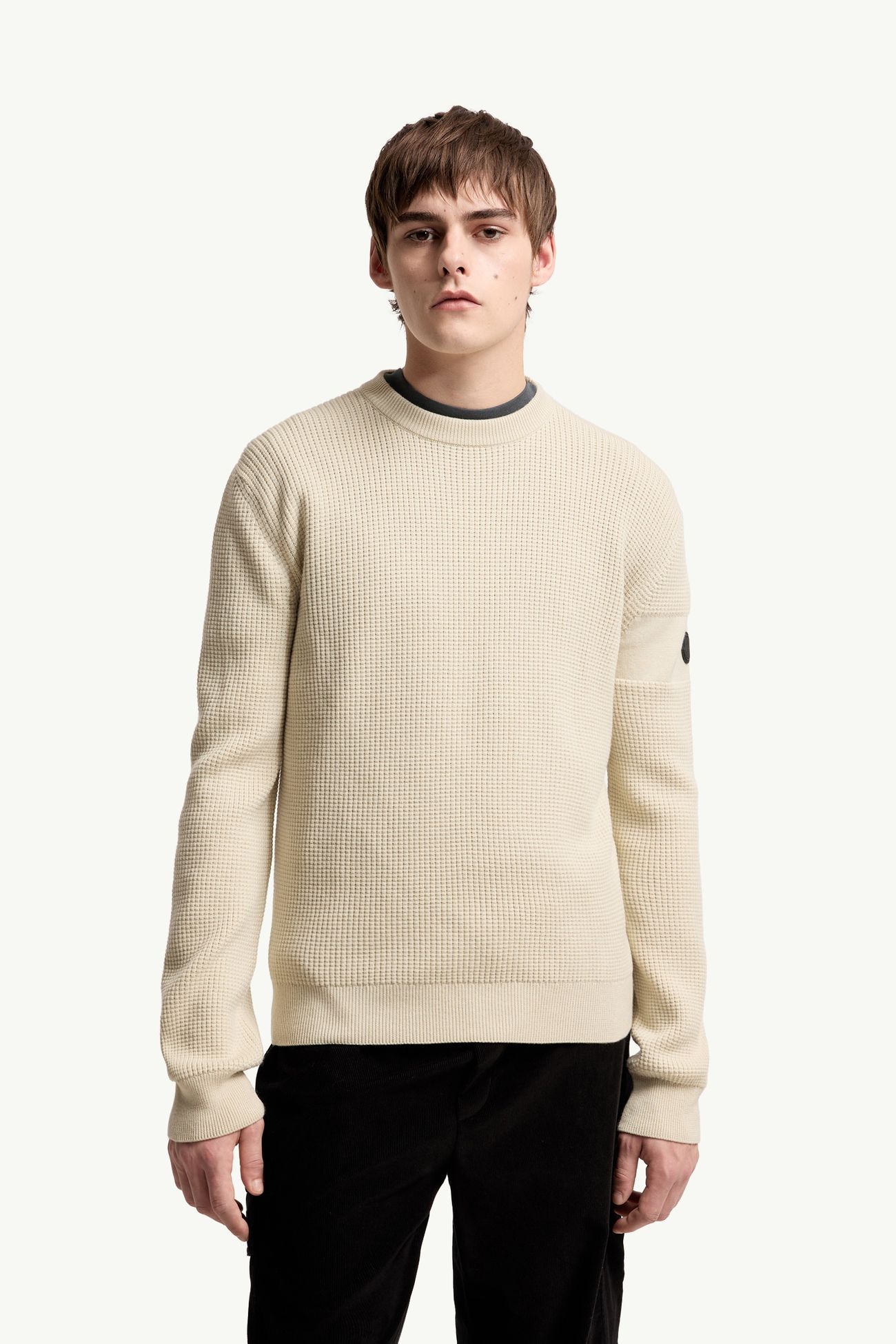 標誌裝飾羊毛毛衣 男士 淺米色 Moncler 3