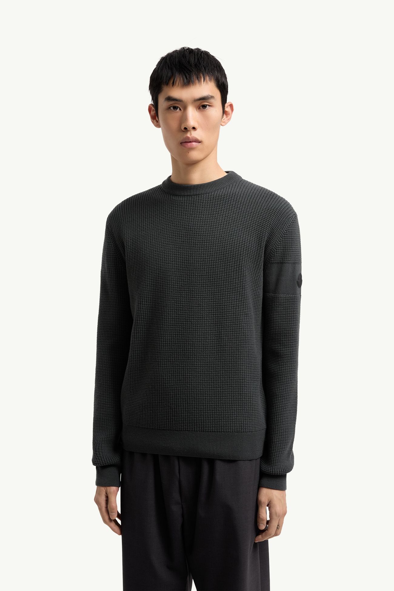 Pull en laine à logo Hommes Gris foncé Moncler 3