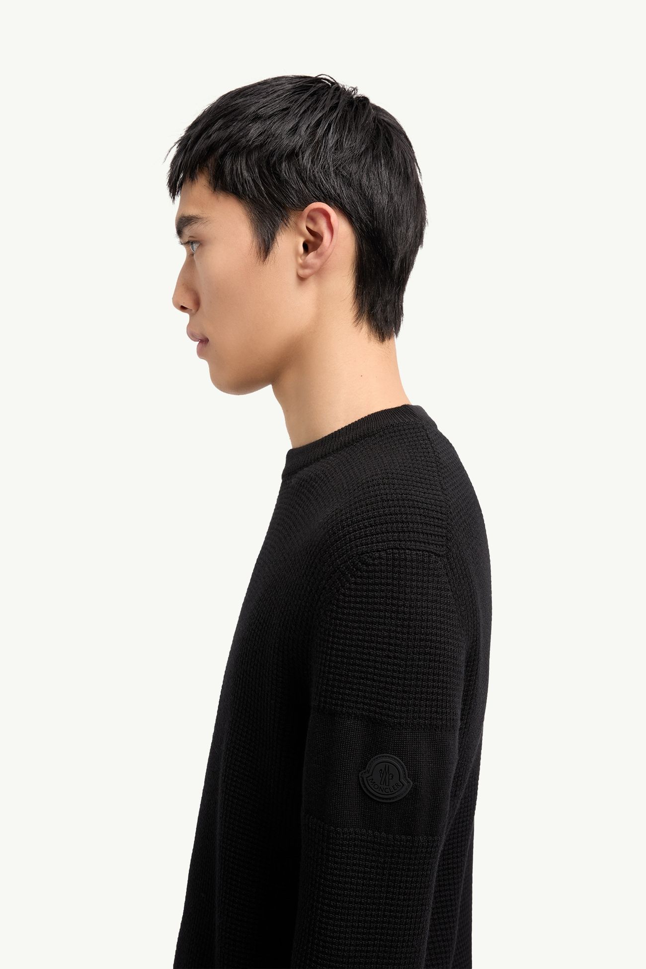 Maglione logato in lana Uomo Nero Moncler 1