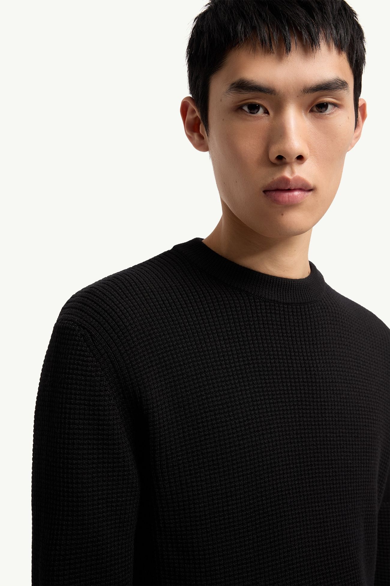 Maglione logato in lana Uomo Nero Moncler 5