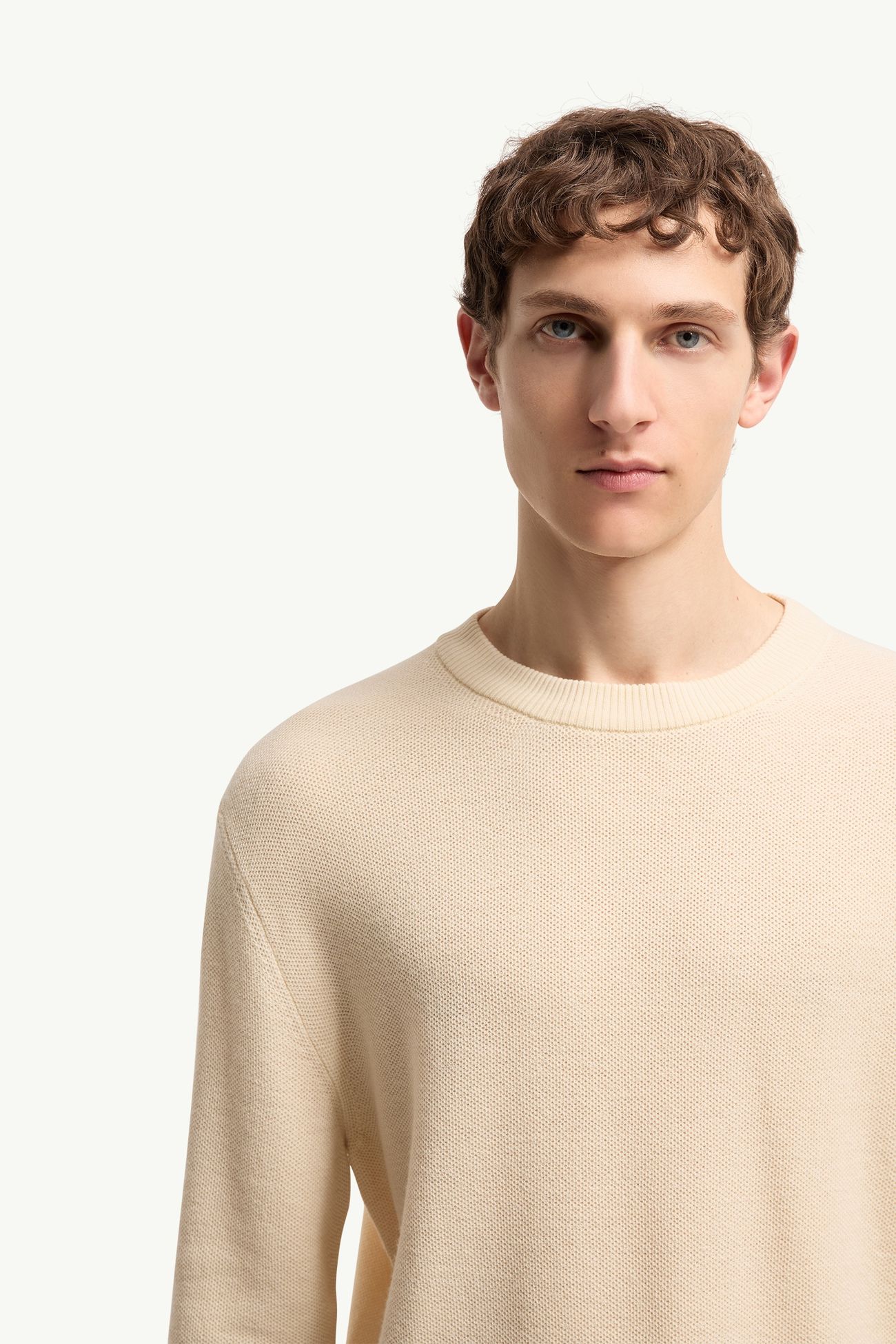 Jersey de lana con logotipo de piel Hombre Amarillo Ocre Moncler 5