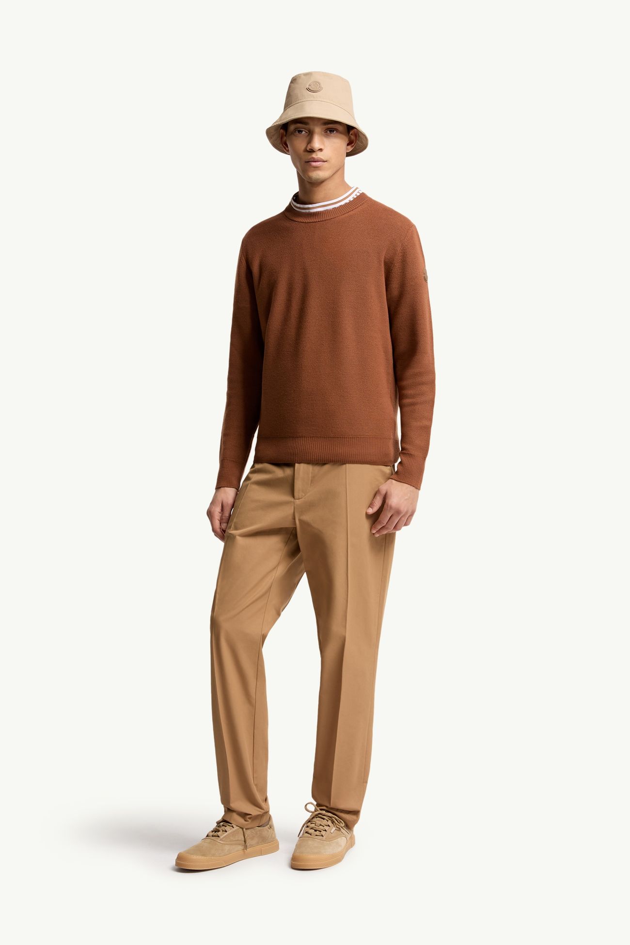 Leather Logo Wool Jumper Men Brick Red Moncler 0