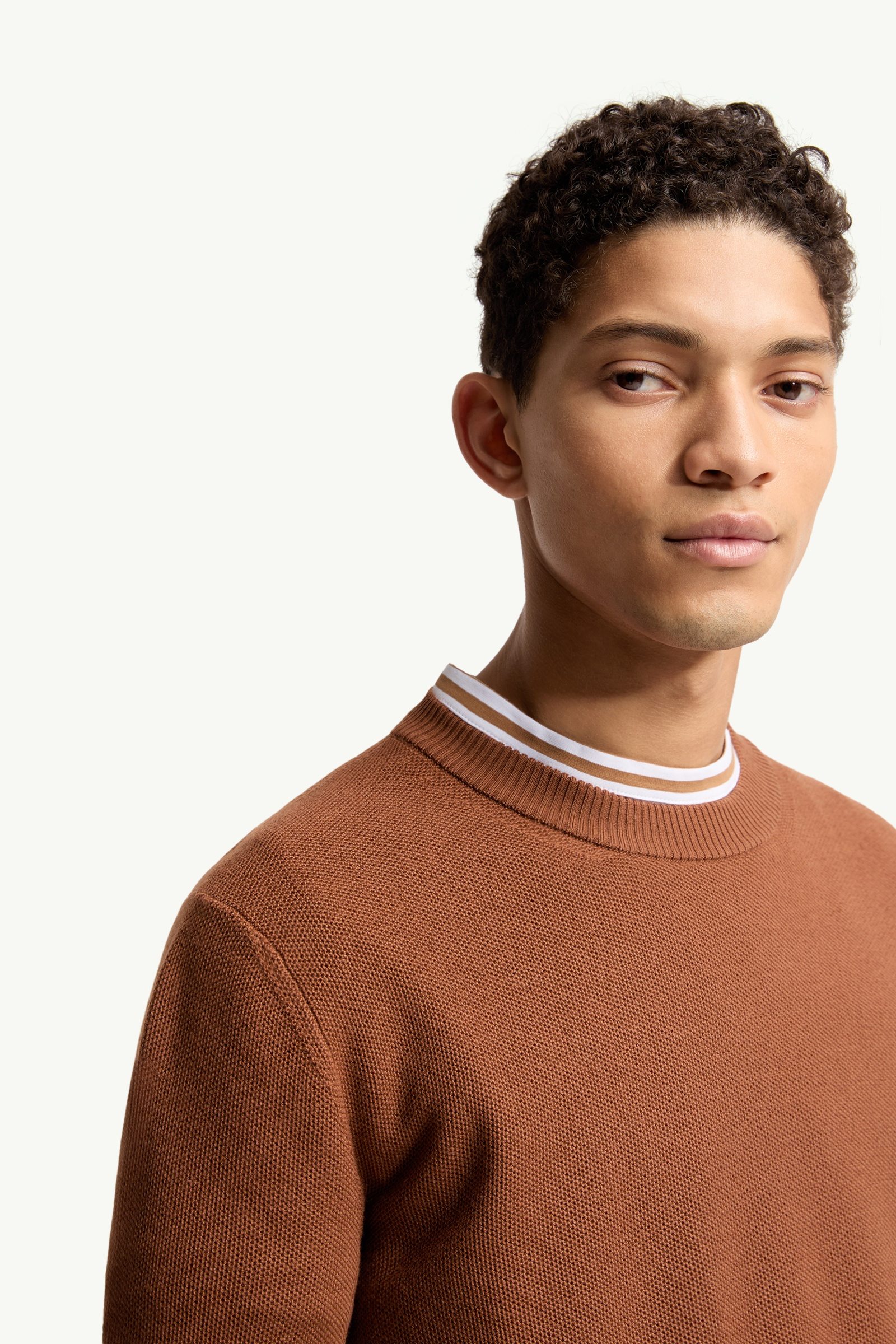 Brick Red Leather Logo Wool Sweater - Sweaters & Cardigans for Men
