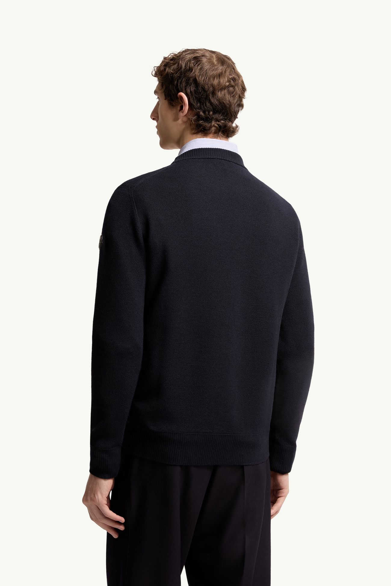 Jersey de lana con logotipo de piel Hombre Azul marino Moncler 4