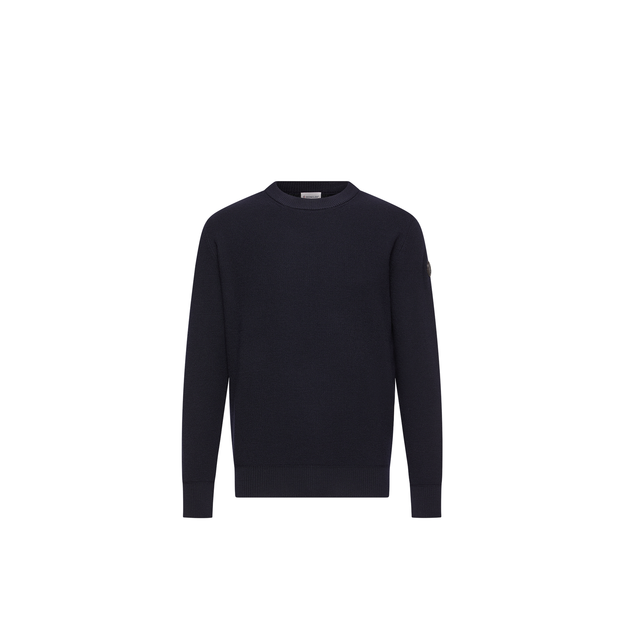 Moncler   Leather Logo Wool Jumper for Men in Blue, Size: Xl