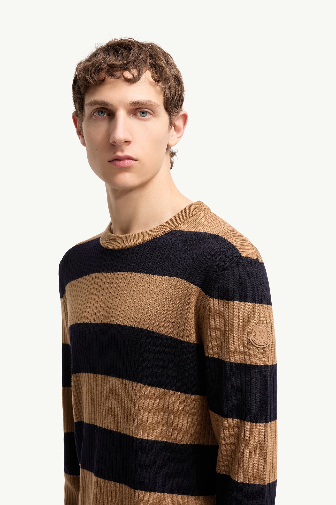 Gestreifter Pullover aus Wolle Herren Beige & Navyblau Moncler 1