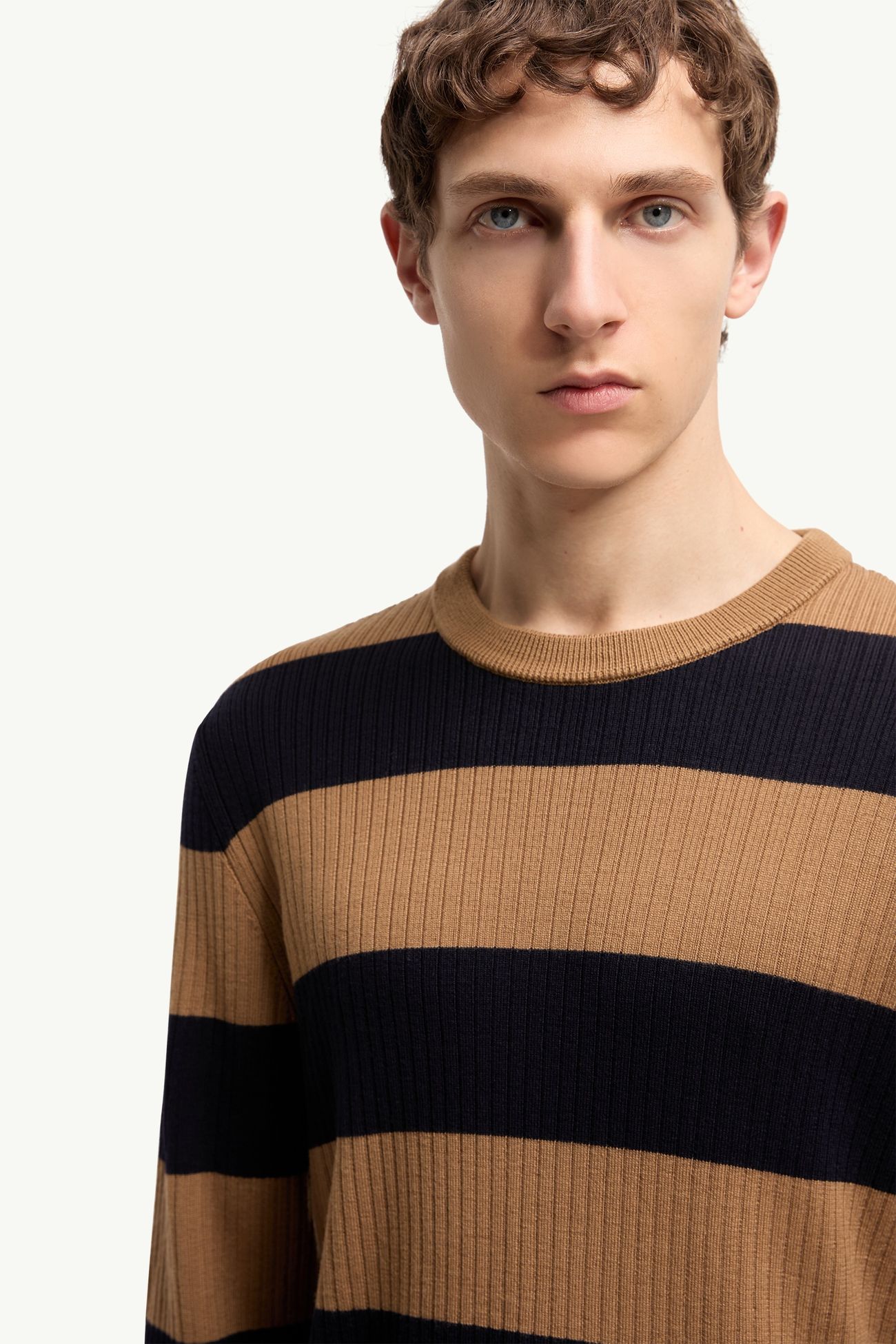 Maglione in lana a righe Uomo Beige & Blu Navy Moncler 5