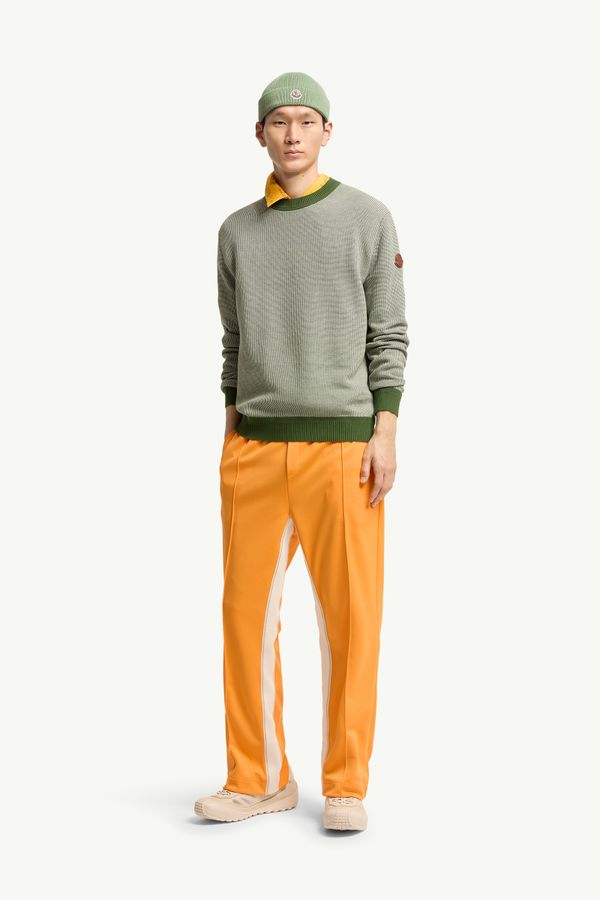 Jersey de algodón con logotipo de piel Hombre Verde Oscuro Moncler 0