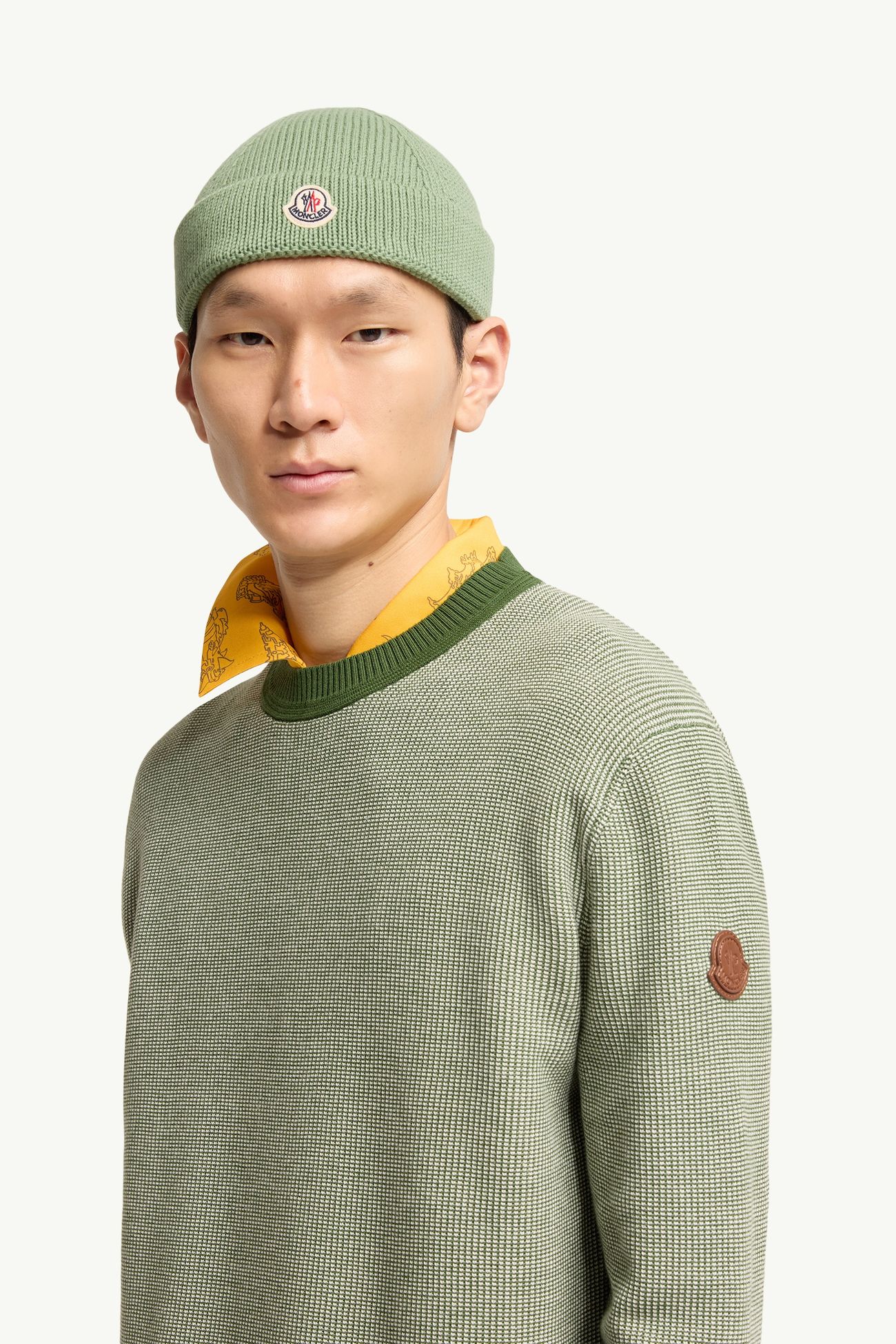 Jersey de algodón con logotipo de piel Hombre Verde Oscuro Moncler 1