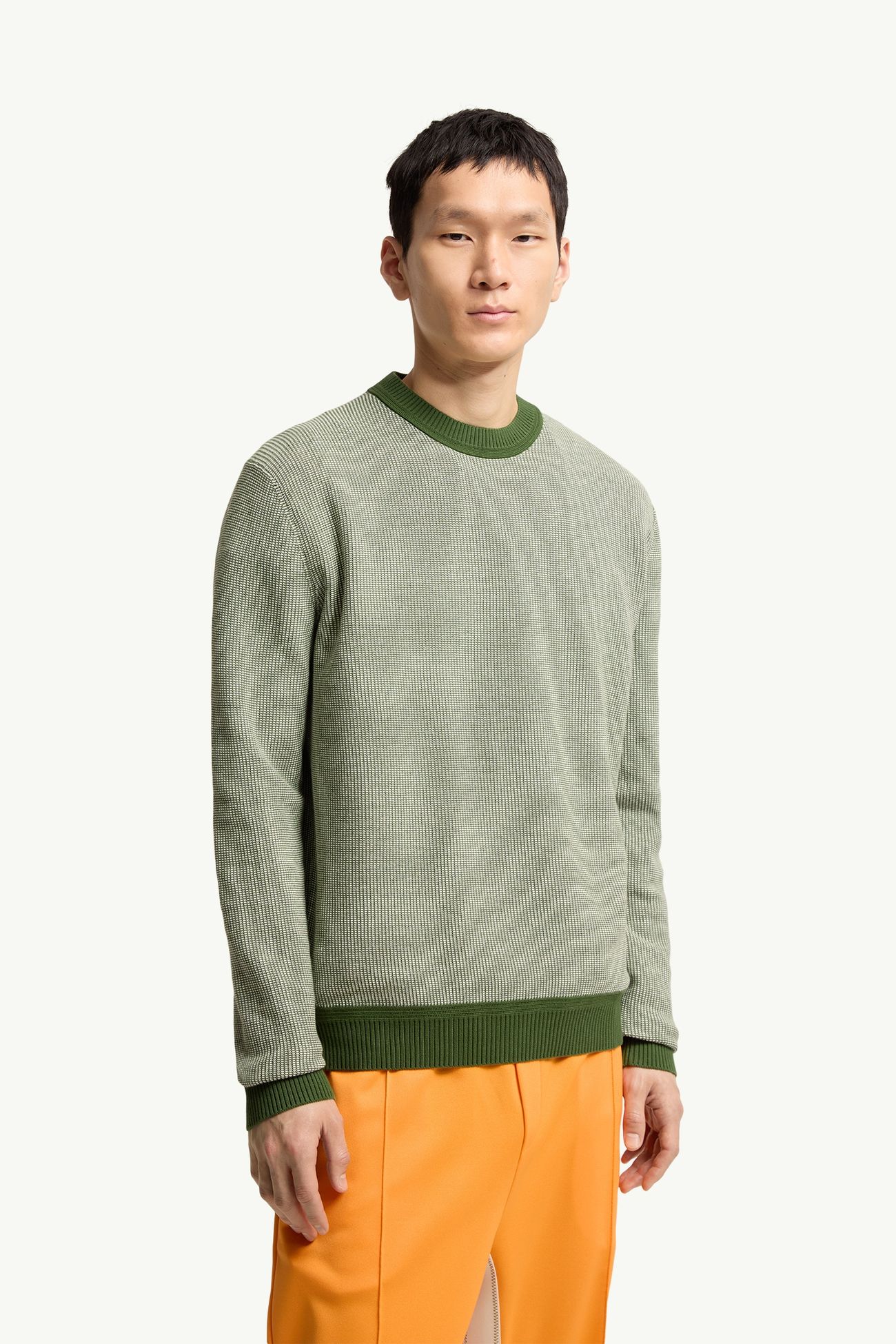 男士皮革标识棉质毛衣 男士 深绿色 Moncler 3