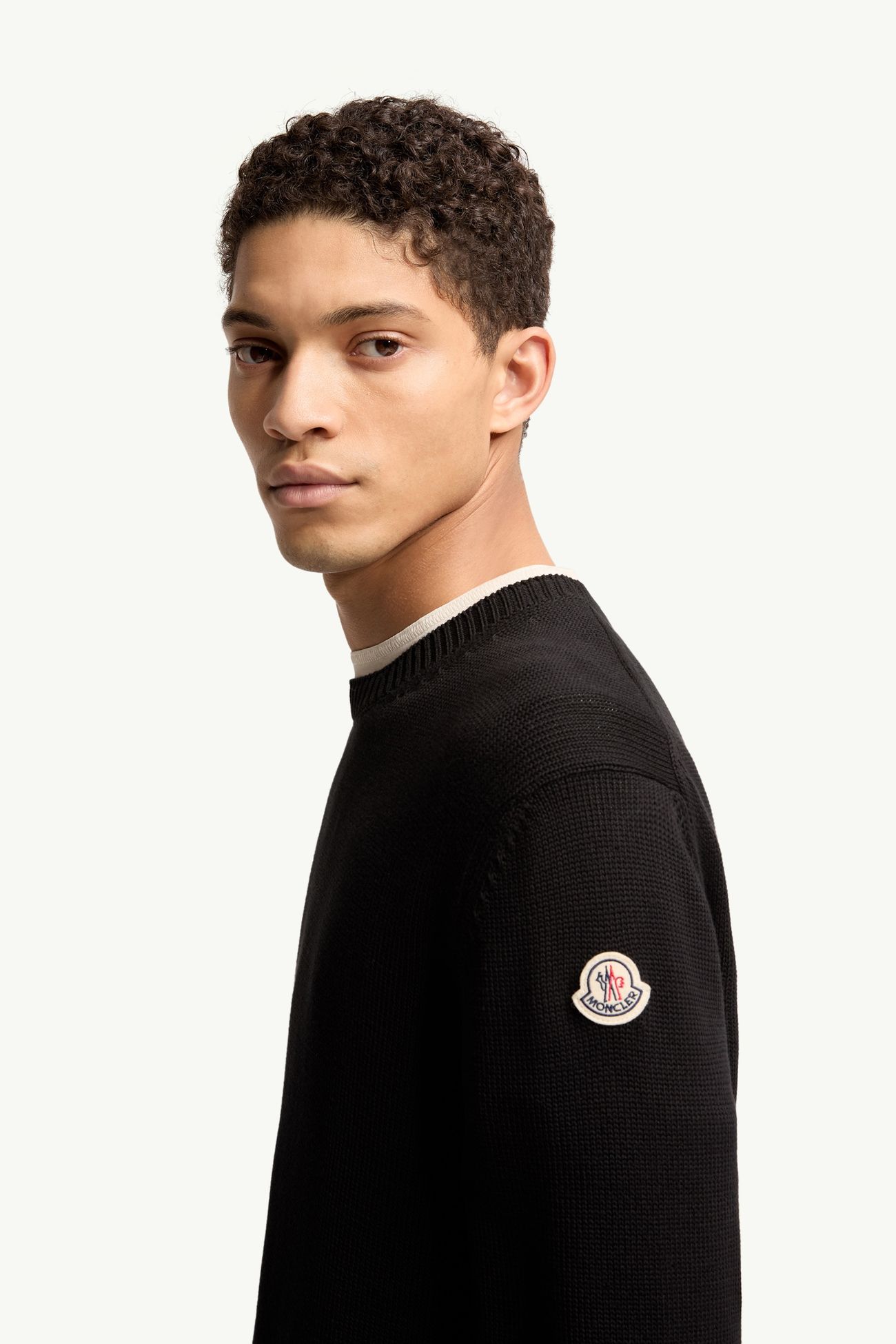 Jersey de algodón con parche con logotipo Hombre Negro Moncler 1