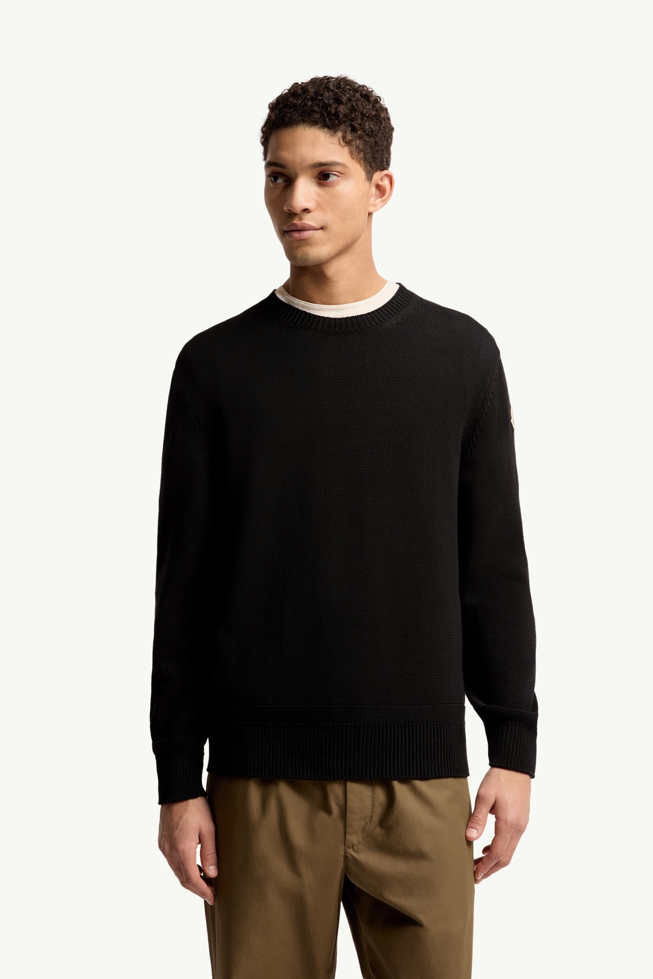 Jersey de algodón con parche con logotipo Hombre Negro Moncler 3