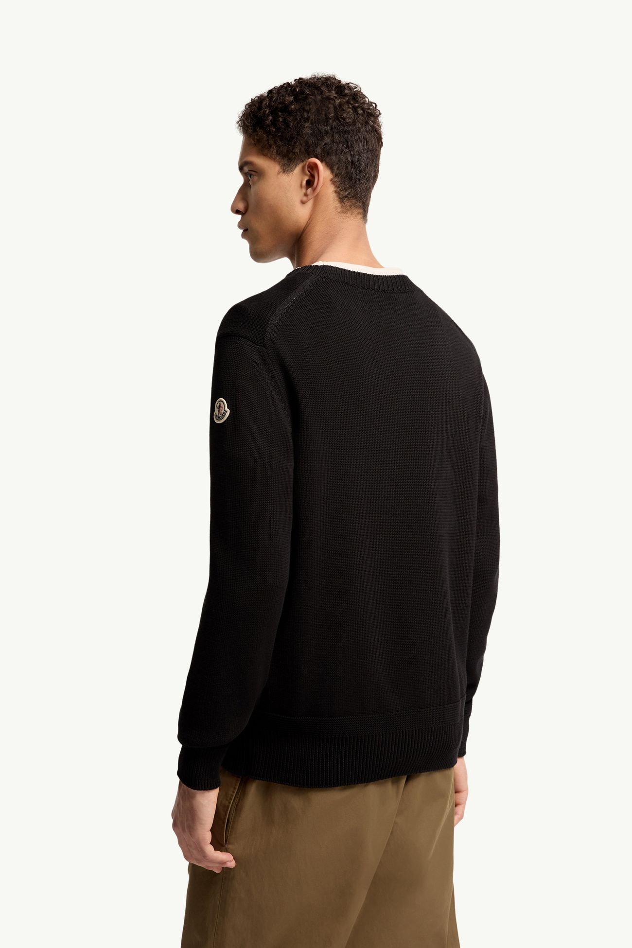Jersey de algodón con parche con logotipo Hombre Negro Moncler 4
