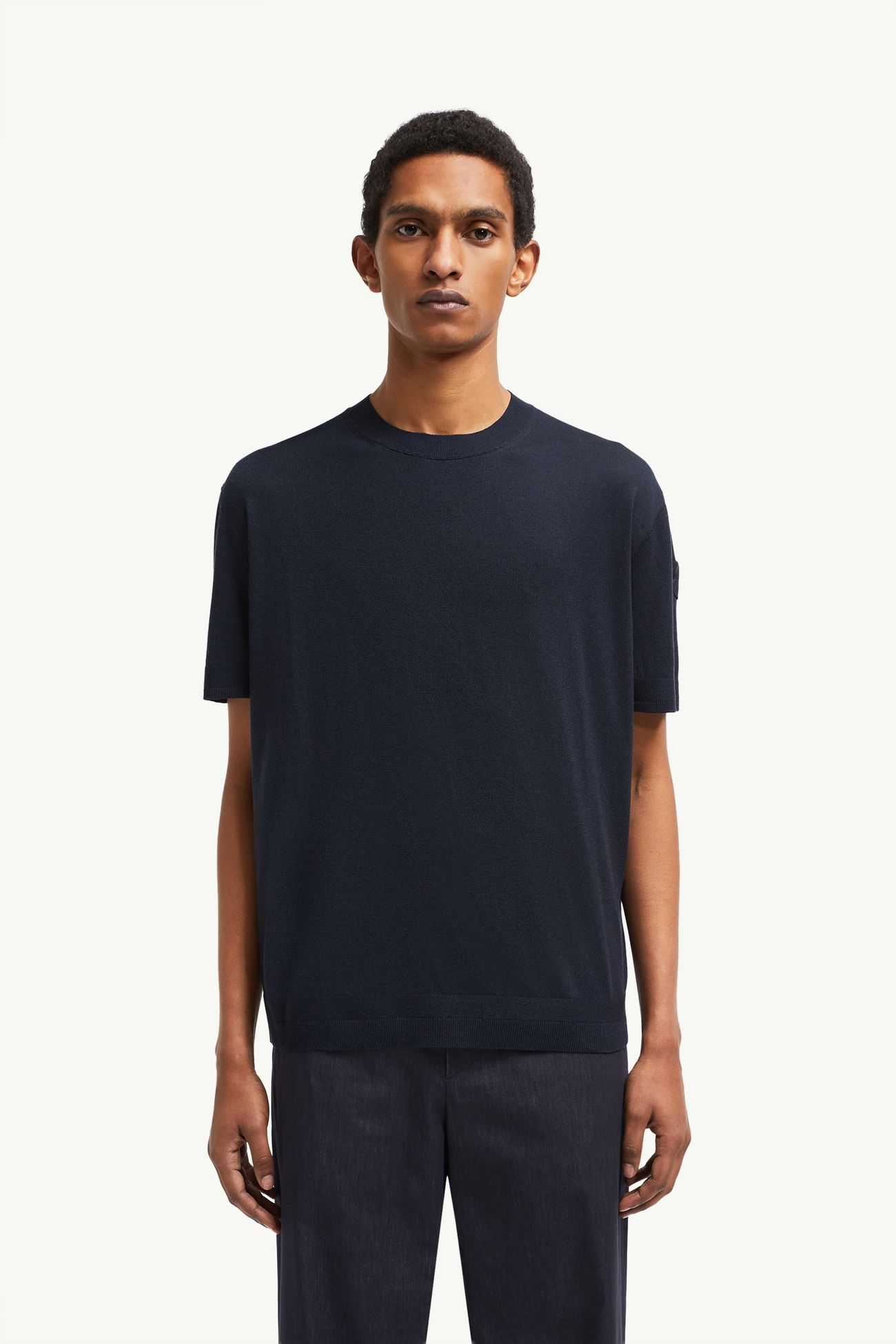 T-shirt in cotone e seta Uomo Blu Navy Moncler 3