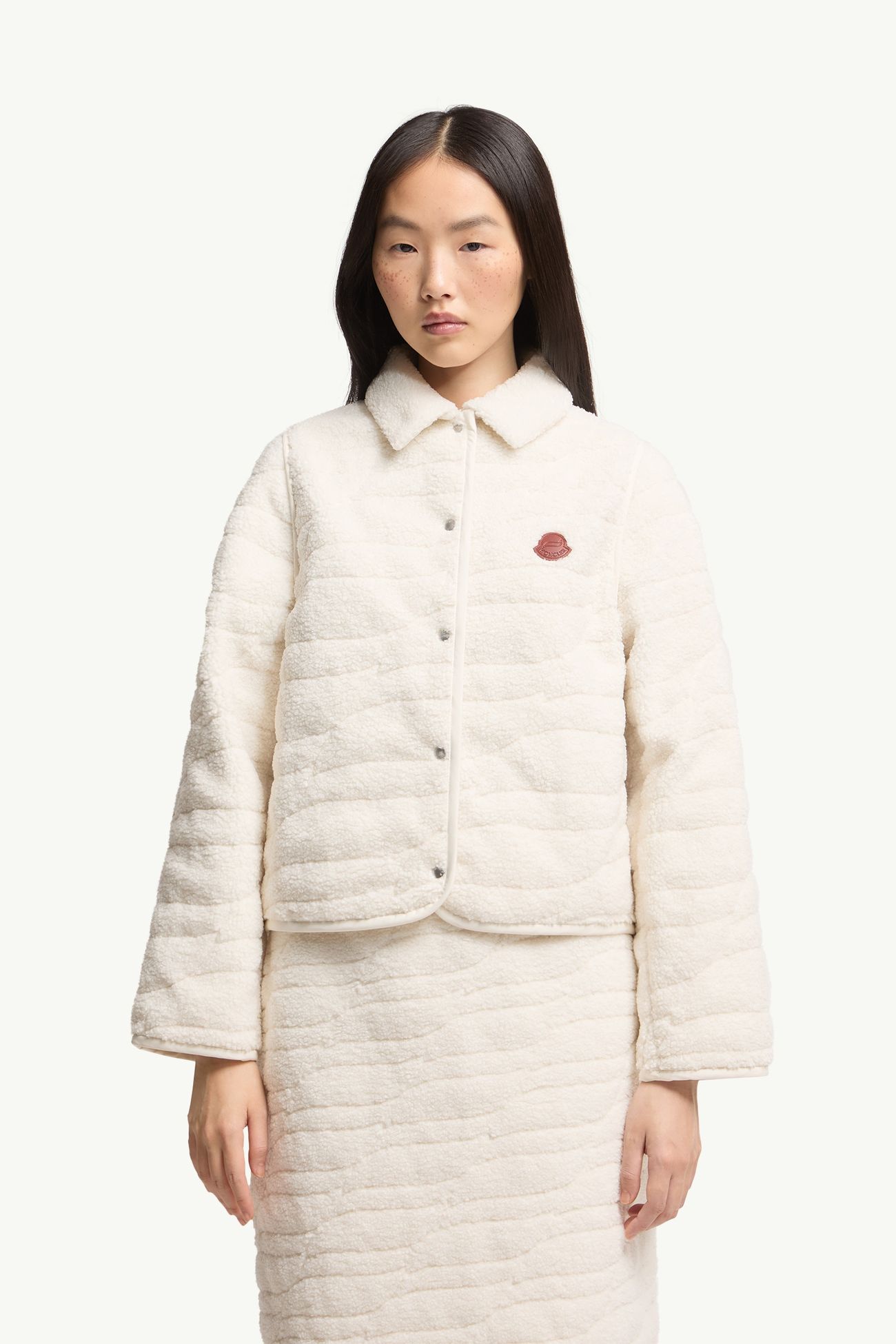 Giacca imbottita Tienma in pile effetto teddy Donna Bianco Avorio Moncler 3