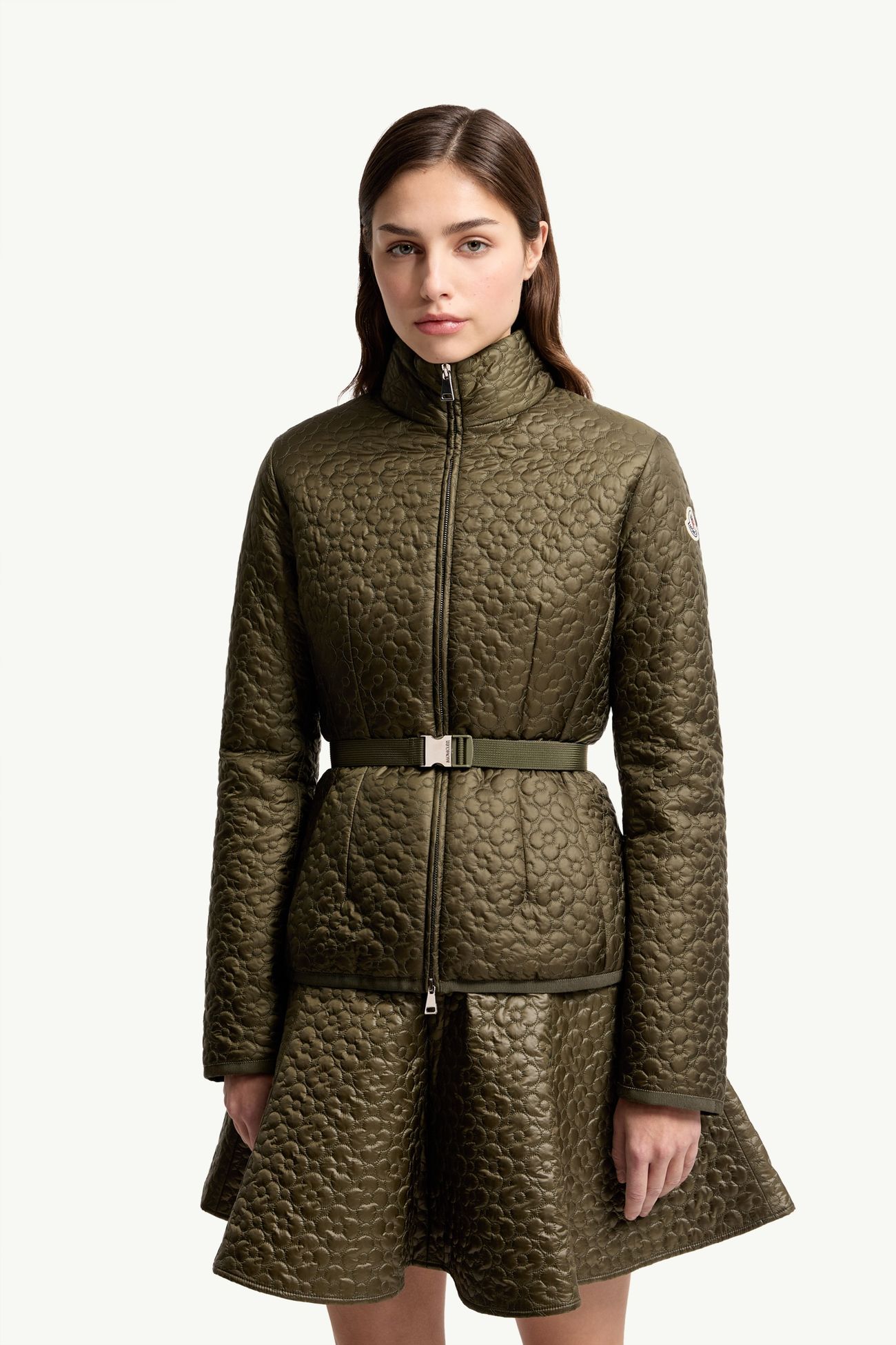 Geranium花卉絎縫短身羽絨外套 女士 橄欖綠色 Moncler 3