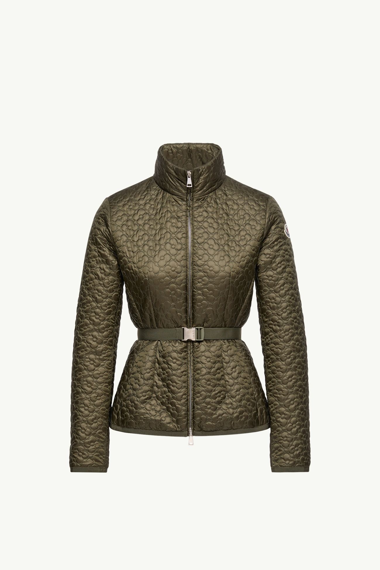 Geranium Floral-Quilted Short Down Jacket Women Olive Green Moncler 2