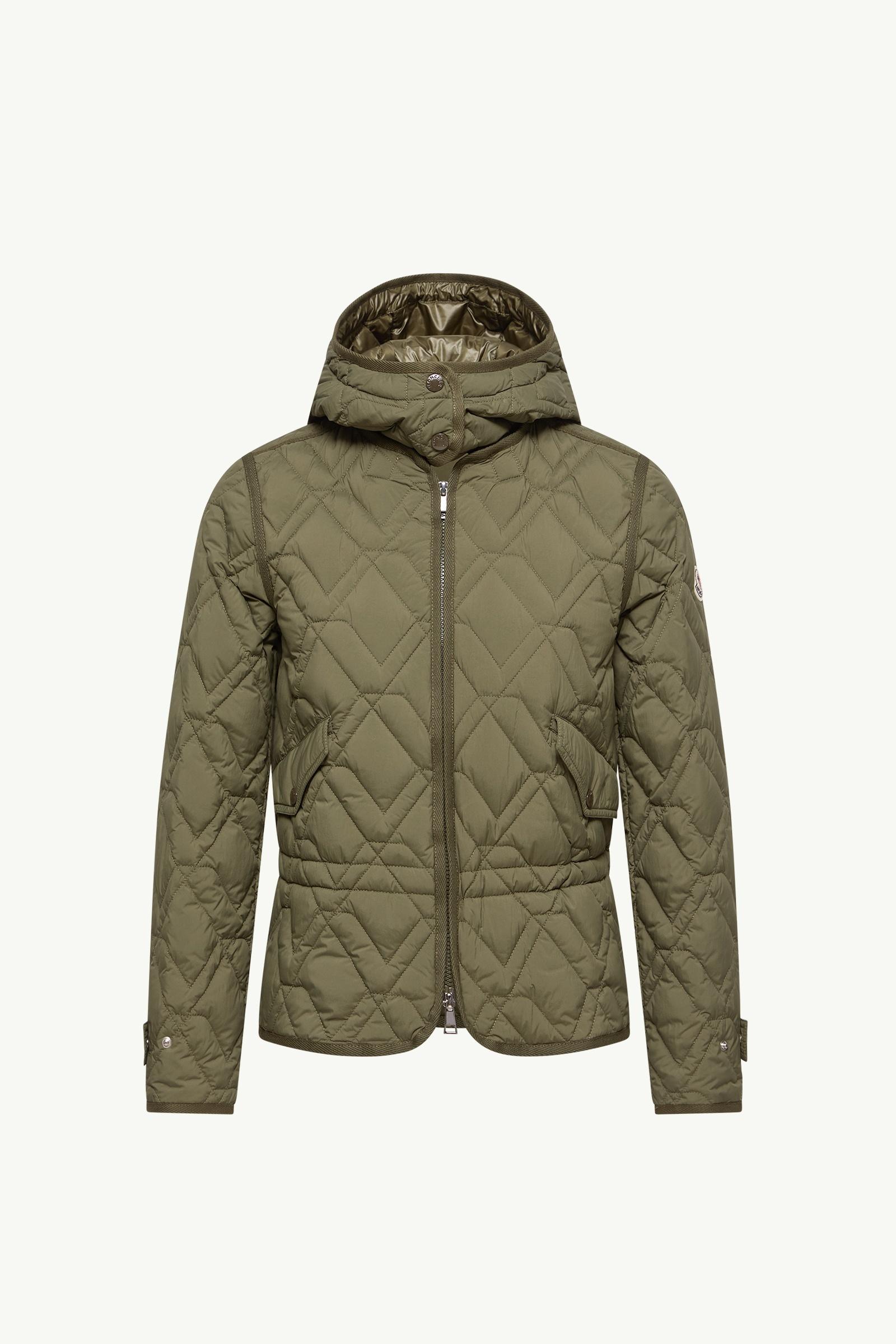 Moncler モンクレール　おしゃれなナイロンジャケット　Lilas Olive Green Lilas Geometric Quilted Hooded Short Down Jacket