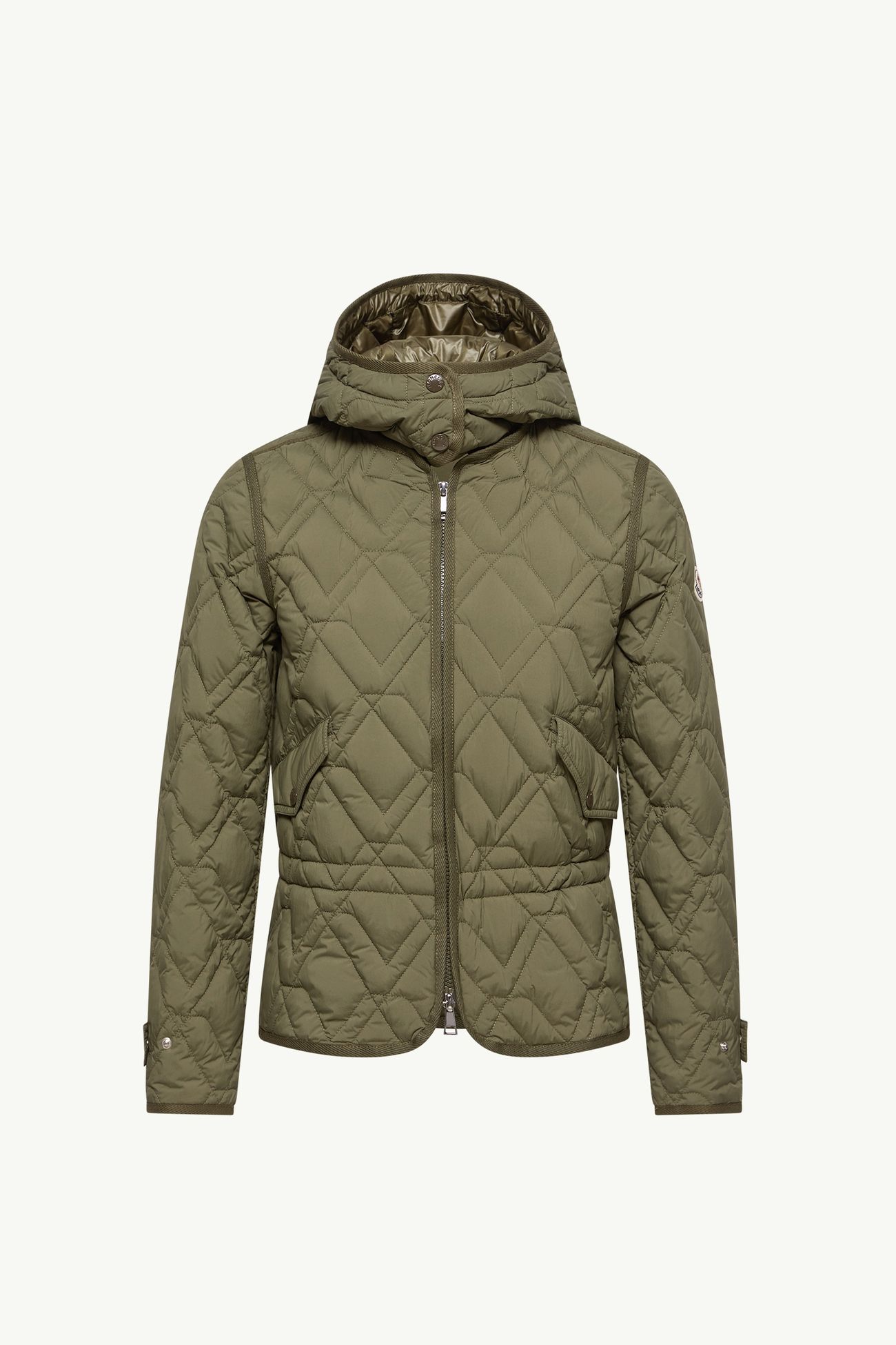 Lilas kurze Daunenjacke mit Kapuze und geometrischer Steppung Damen Olivgrün Moncler 2
