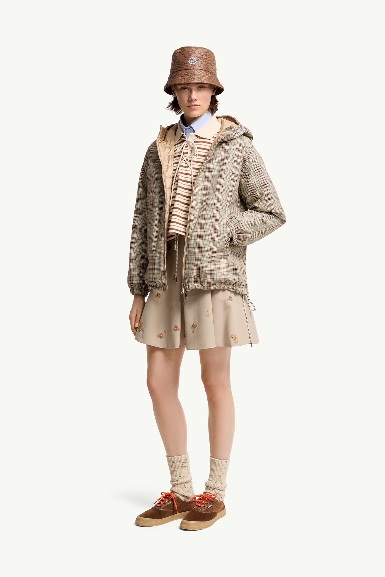 Piumino corto Grimpante reversibile con cappuccio Donna Marrone Chiaro Moncler 0