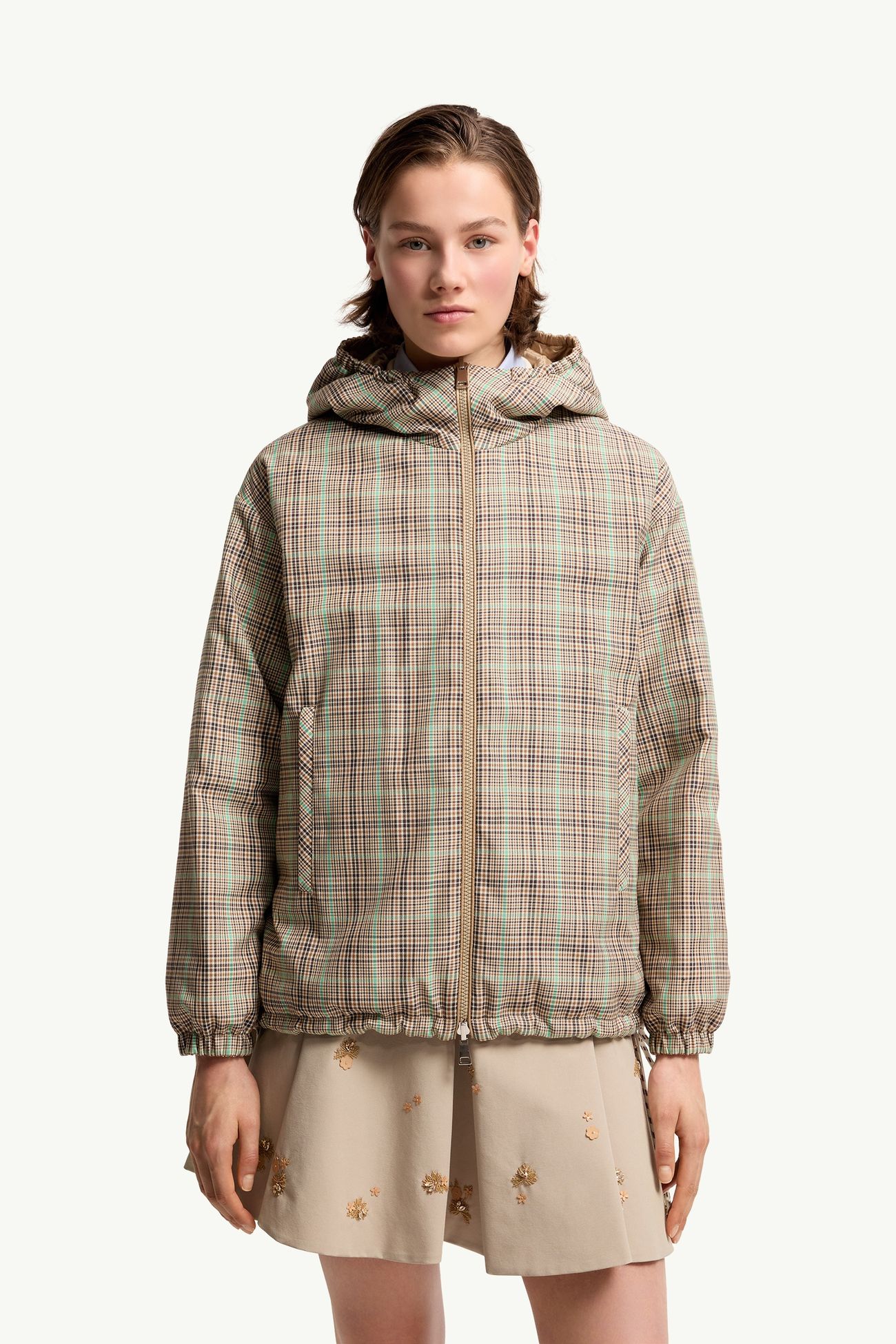 Grimpante女士双面连帽短款羽绒夹克外套 女士 浅棕色 Moncler 3