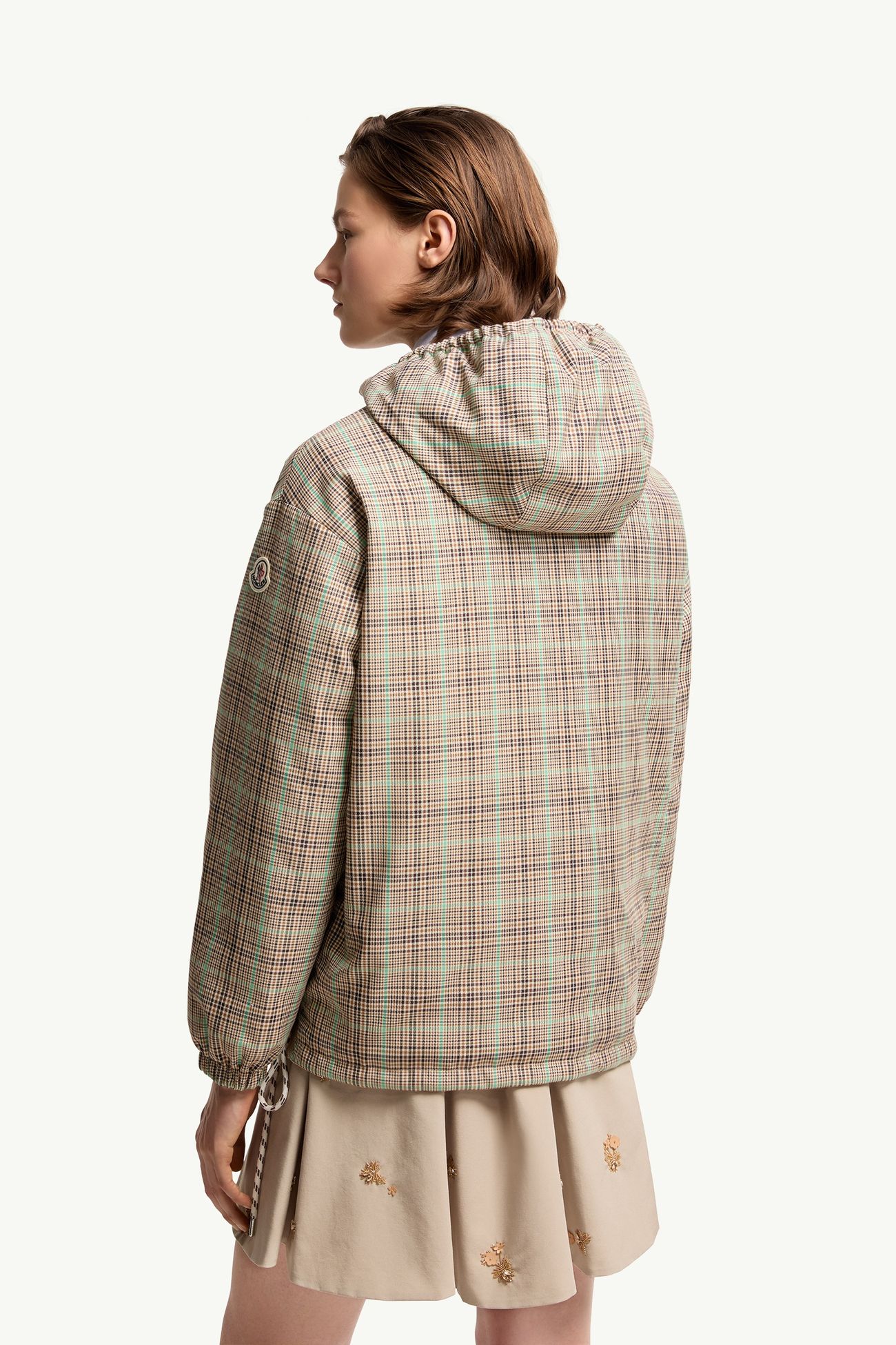 Grimpante kurze wendbare Daunenjacke mit Kapuze Damen Hellbraun Moncler 4