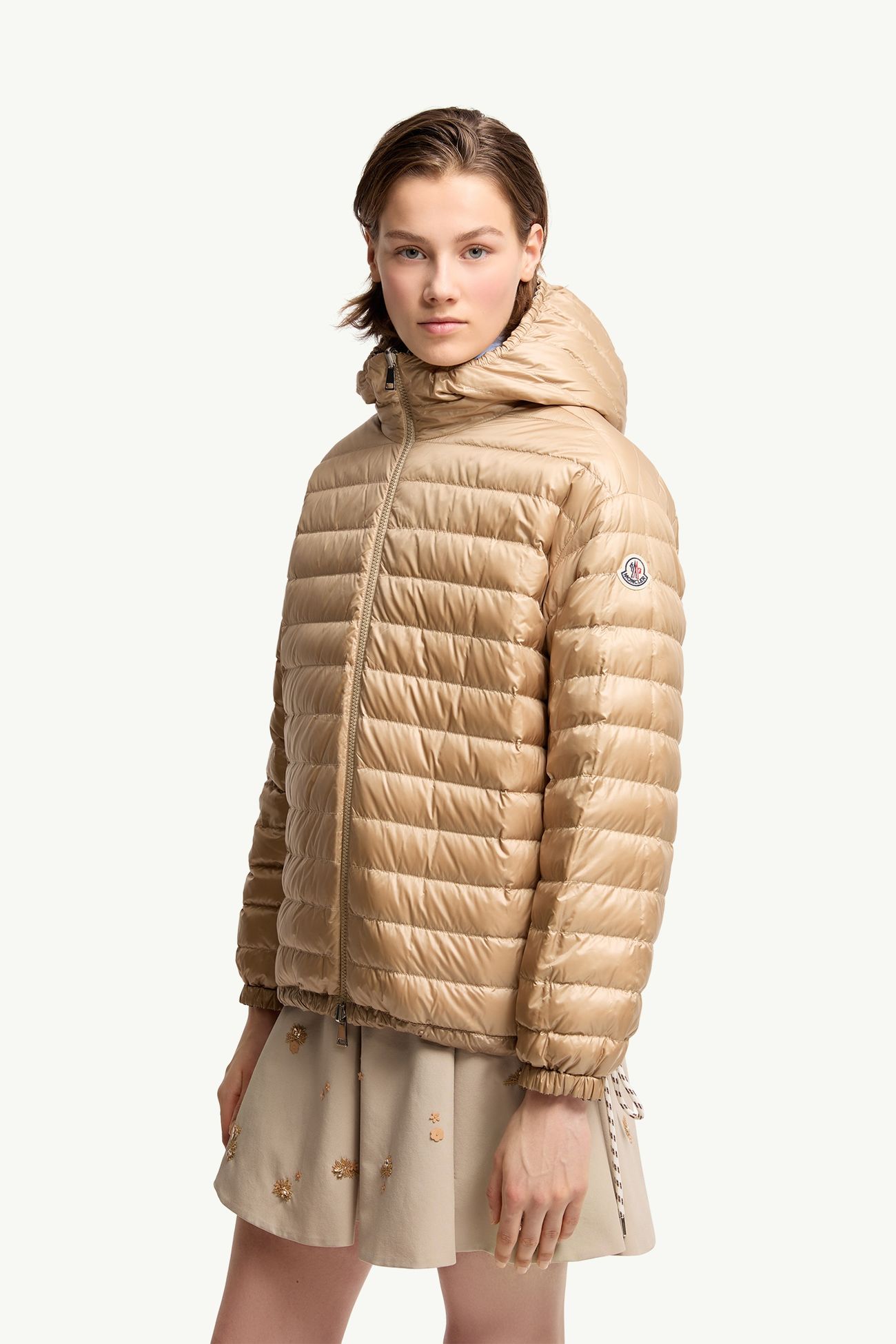 Plumífero corto con capucha reversible Grimpante Mujer Marrón claro Moncler 5