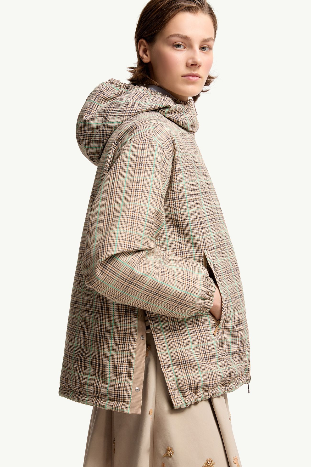 Grimpante 리버서블 후드 쇼트 다운 재킷 여성 라이트 브라운 Moncler 7