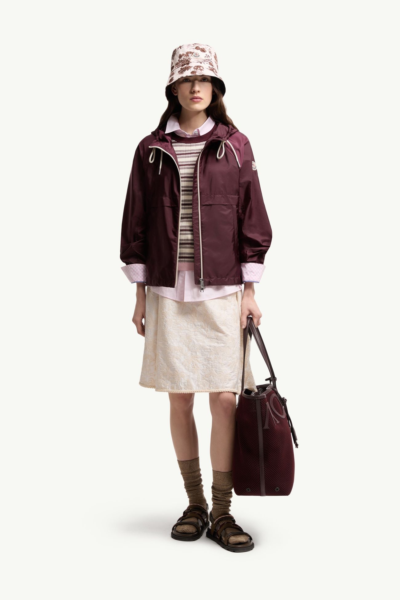 Coquelicot Hooded Jacket Women Burgundy Moncler 0