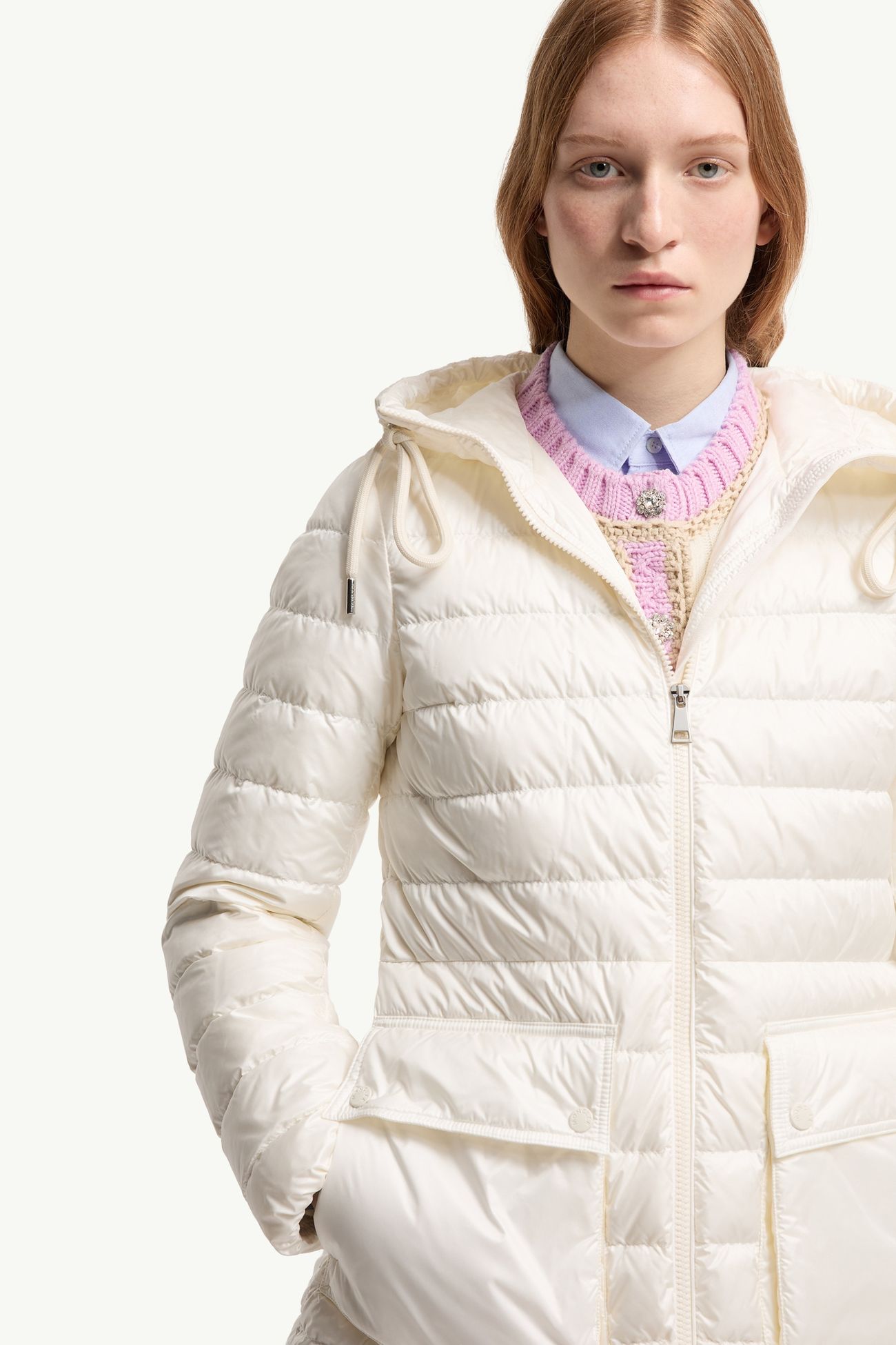 Jasmin ショートダウンジャケット レディース ホワイト Moncler 5