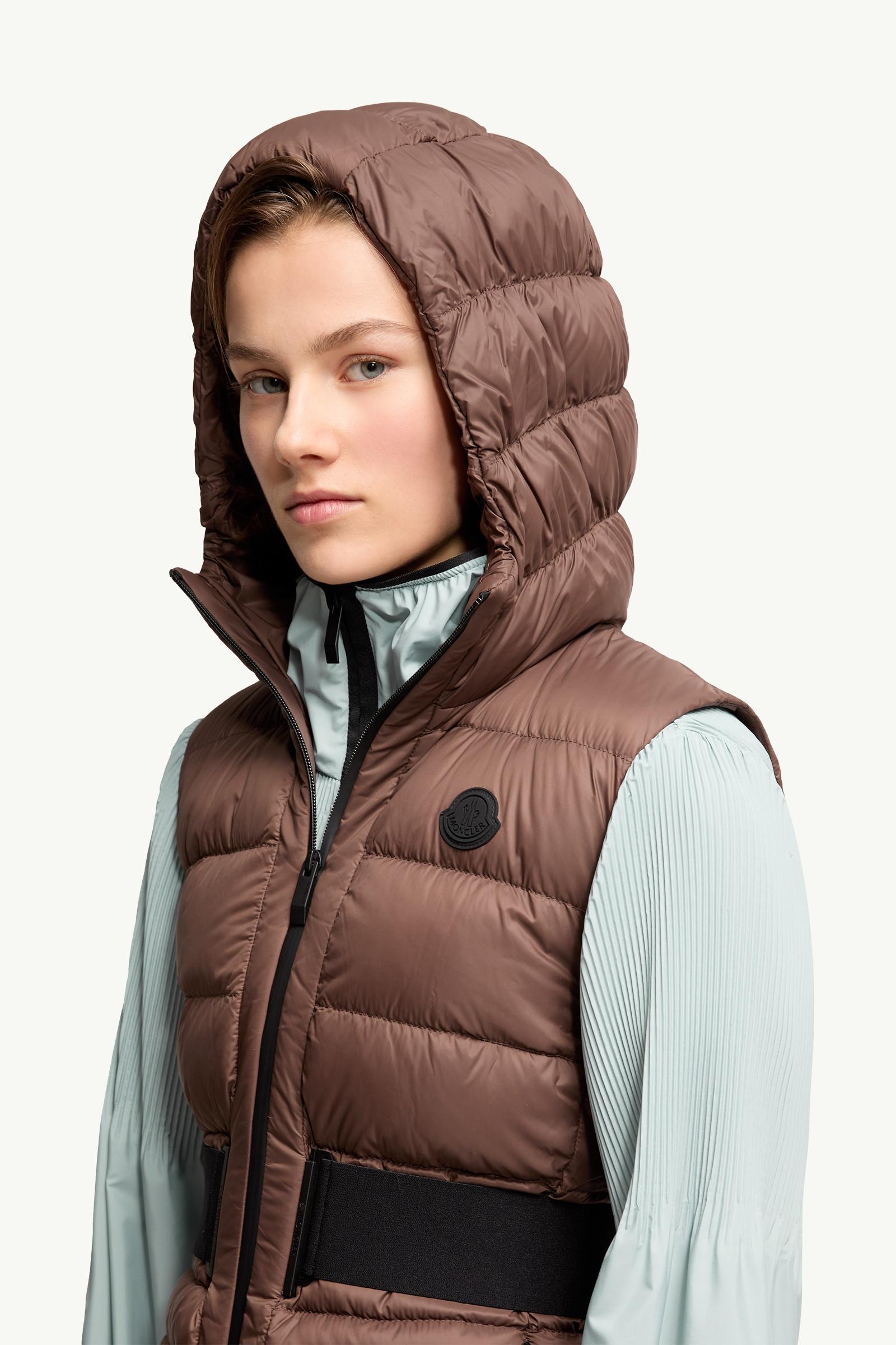 Brown Melia Hooded Down Vest - Vests for Women | Moncler US