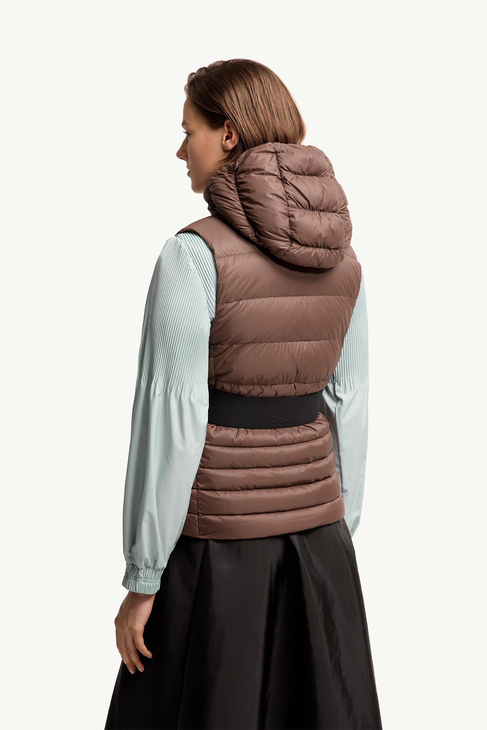 Brown Melia Hooded Down Vest - Vests for Women | Moncler US