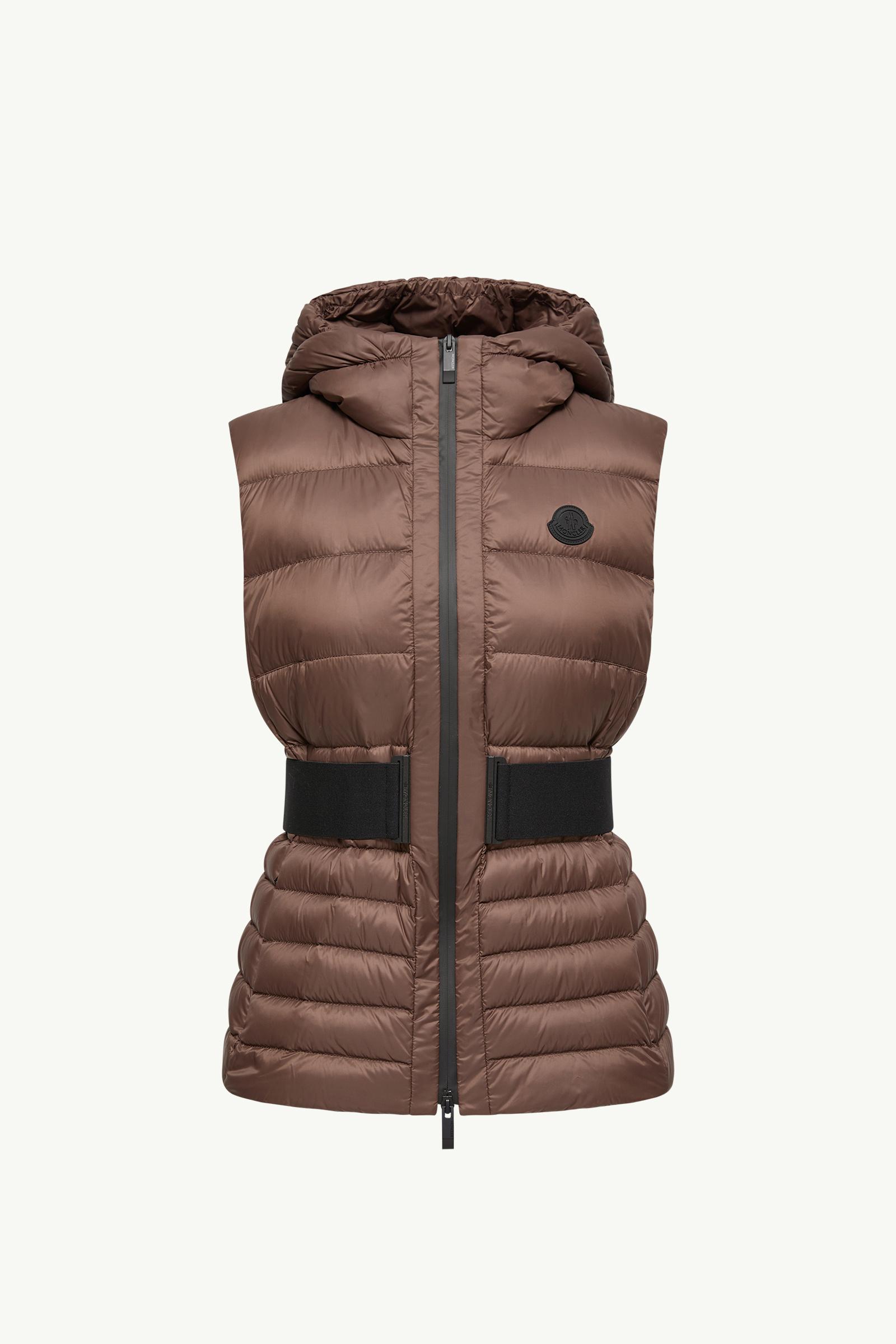 Melia Hooded Down Vest Women Brown Moncler
