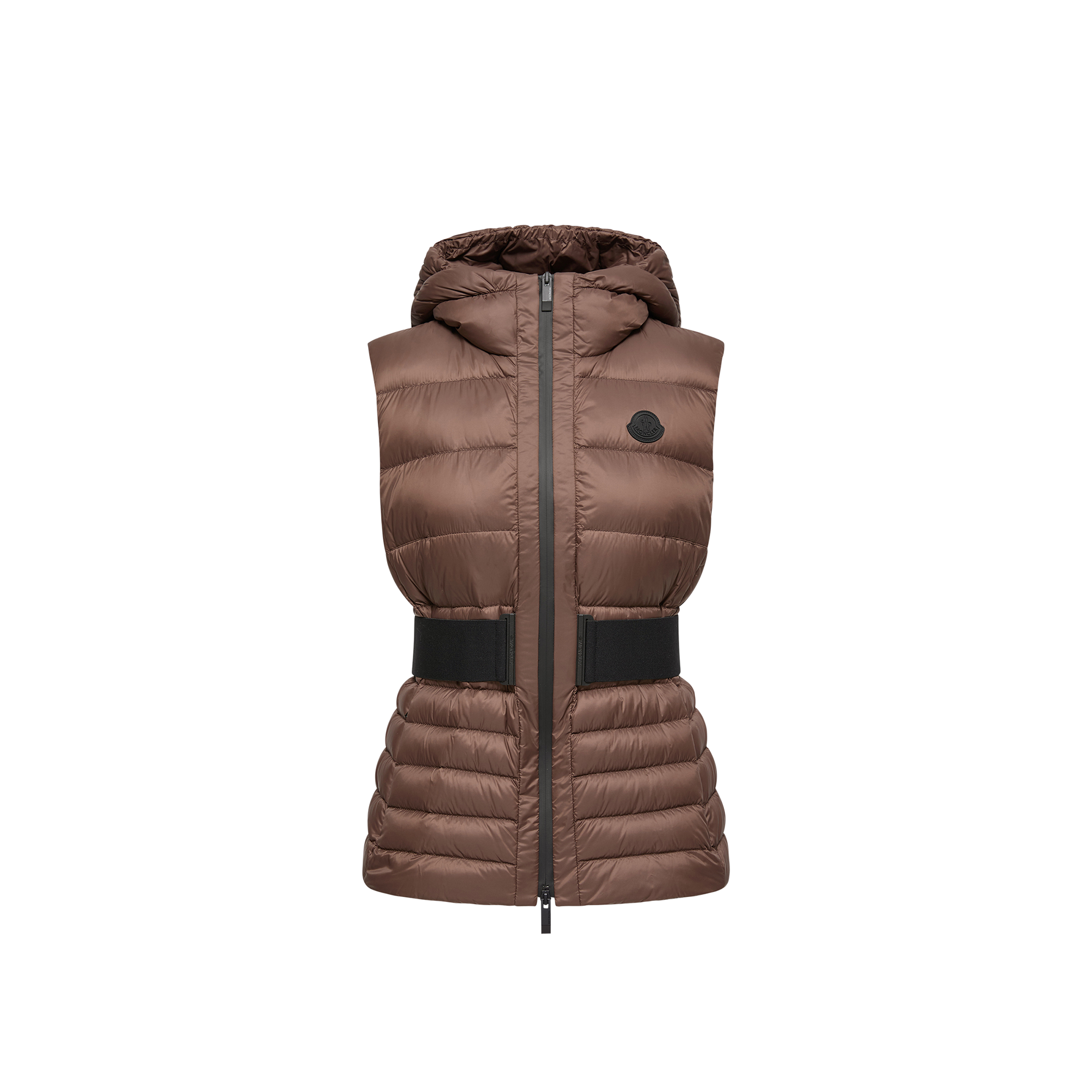Moncler   Melia Hooded Down Gilet for Women in Brown, Size: 10