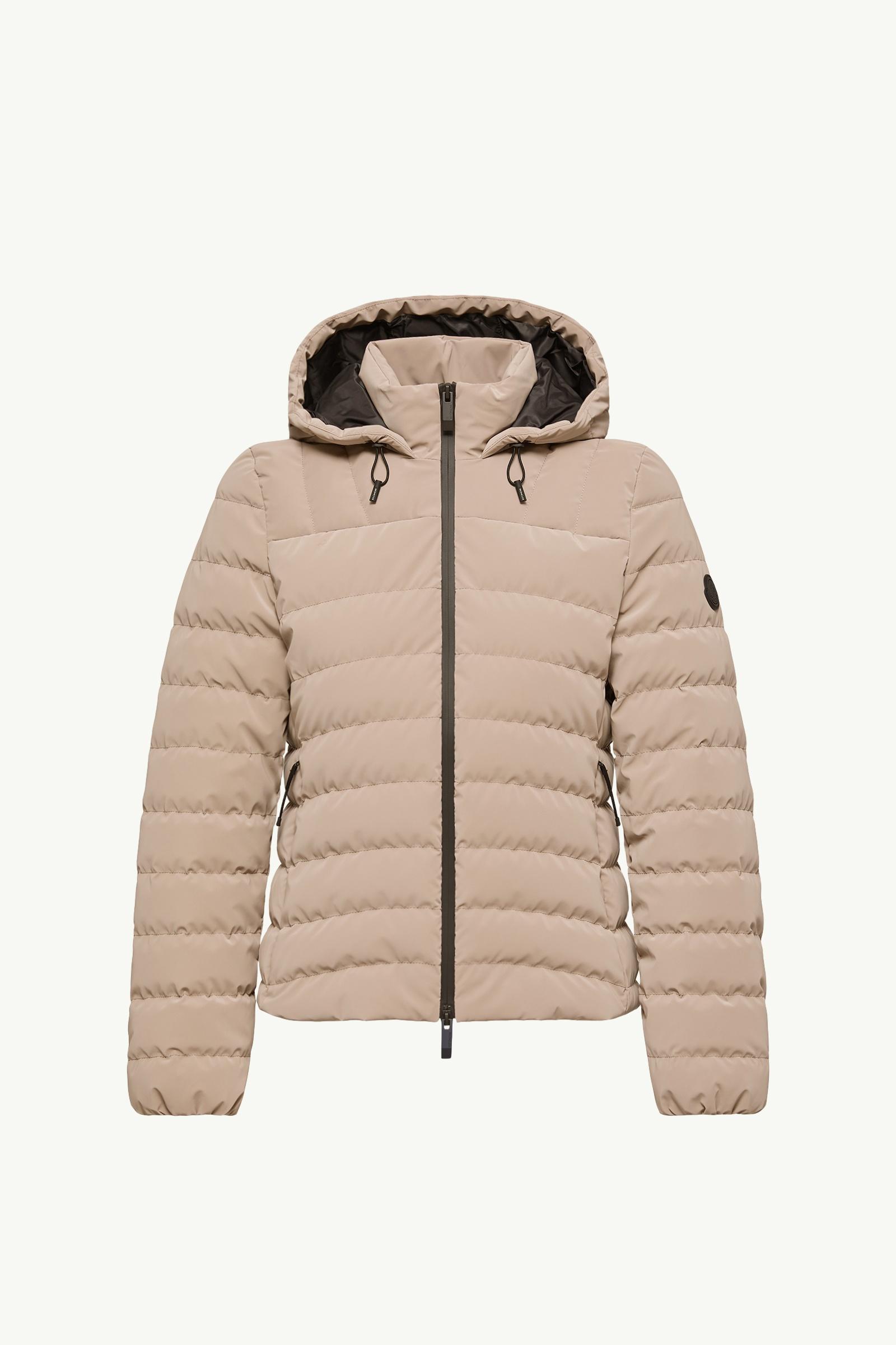 Beige Trèfle Hooded Short Down Jacket - Short Down Jackets for