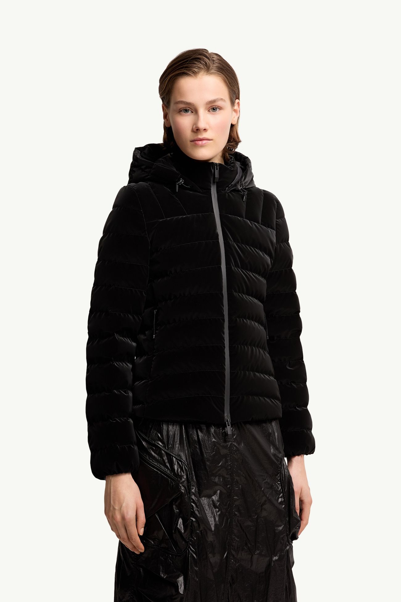 Piumino corto Trèfle con cappuccio Donna Nero Moncler 3