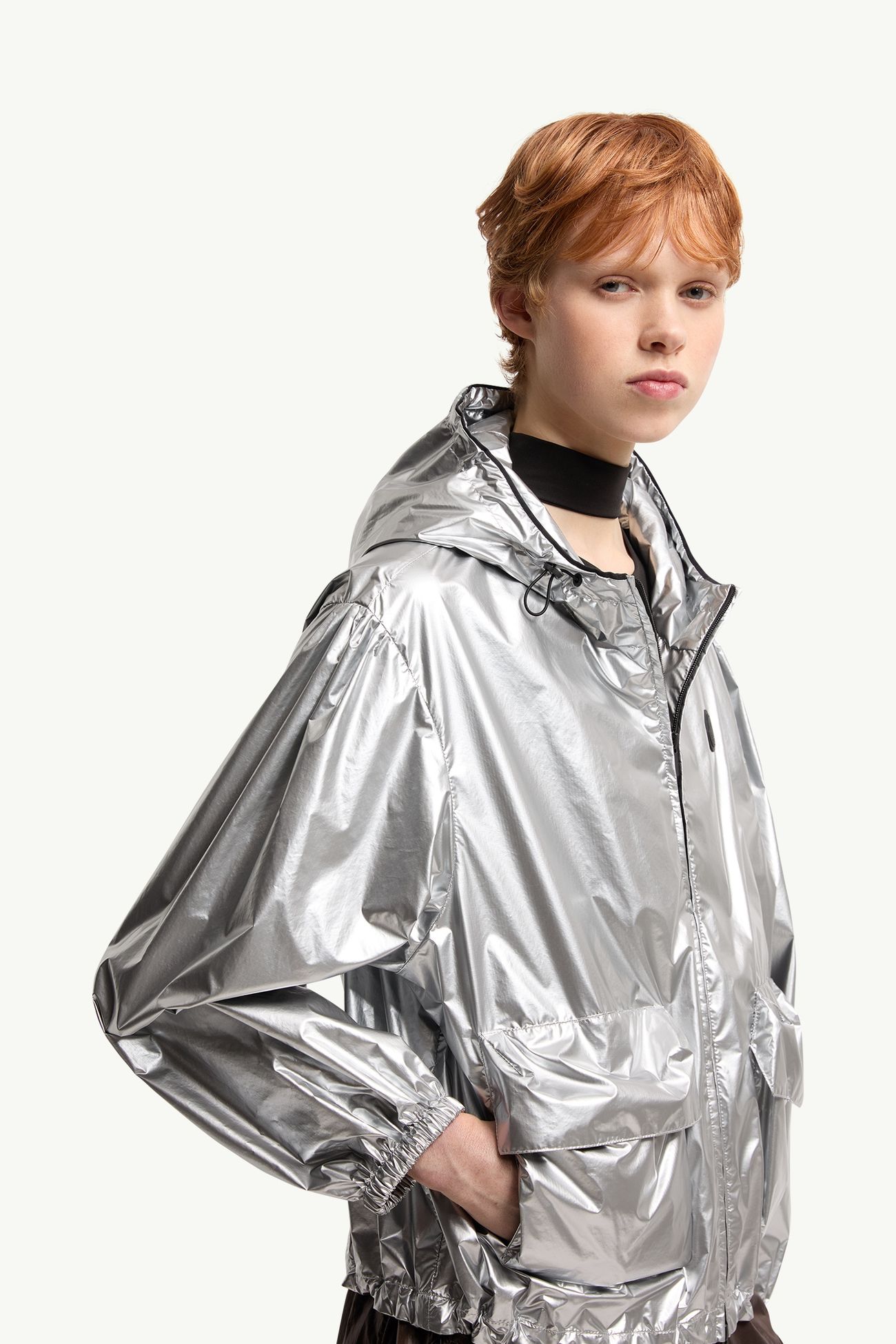 Giacca metallizzata con cappuccio Ylang Donna Argento Moncler 5