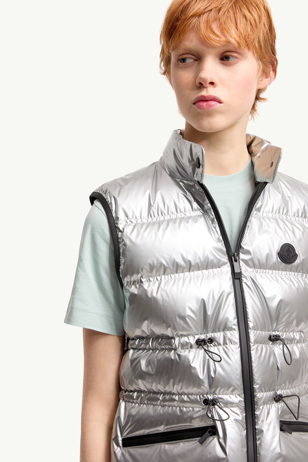 Pin Daunenweste Damen Silber Moncler 5