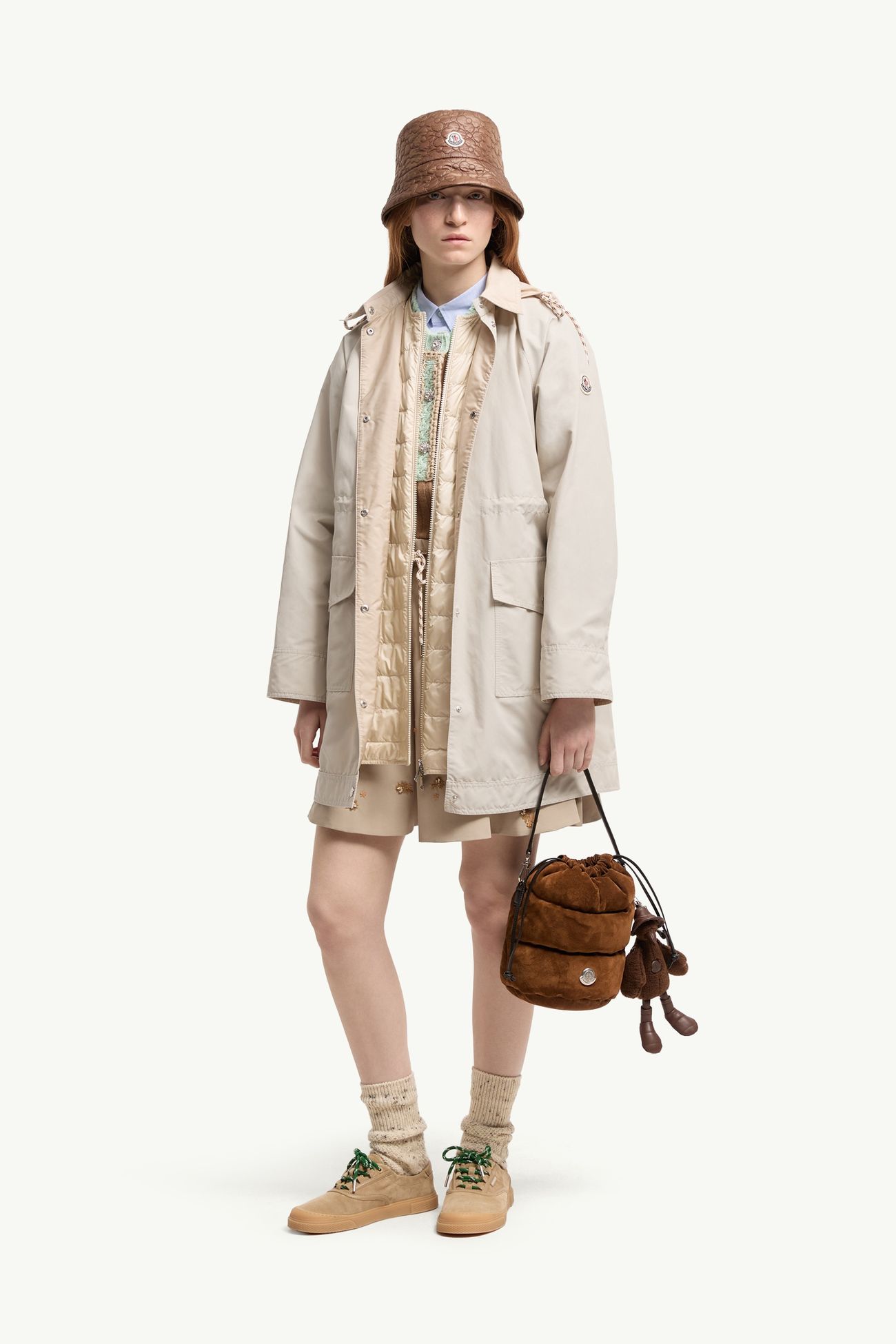 Begonia 3-in-1 Hooded Long Down Jacket Women Light Beige Moncler 0