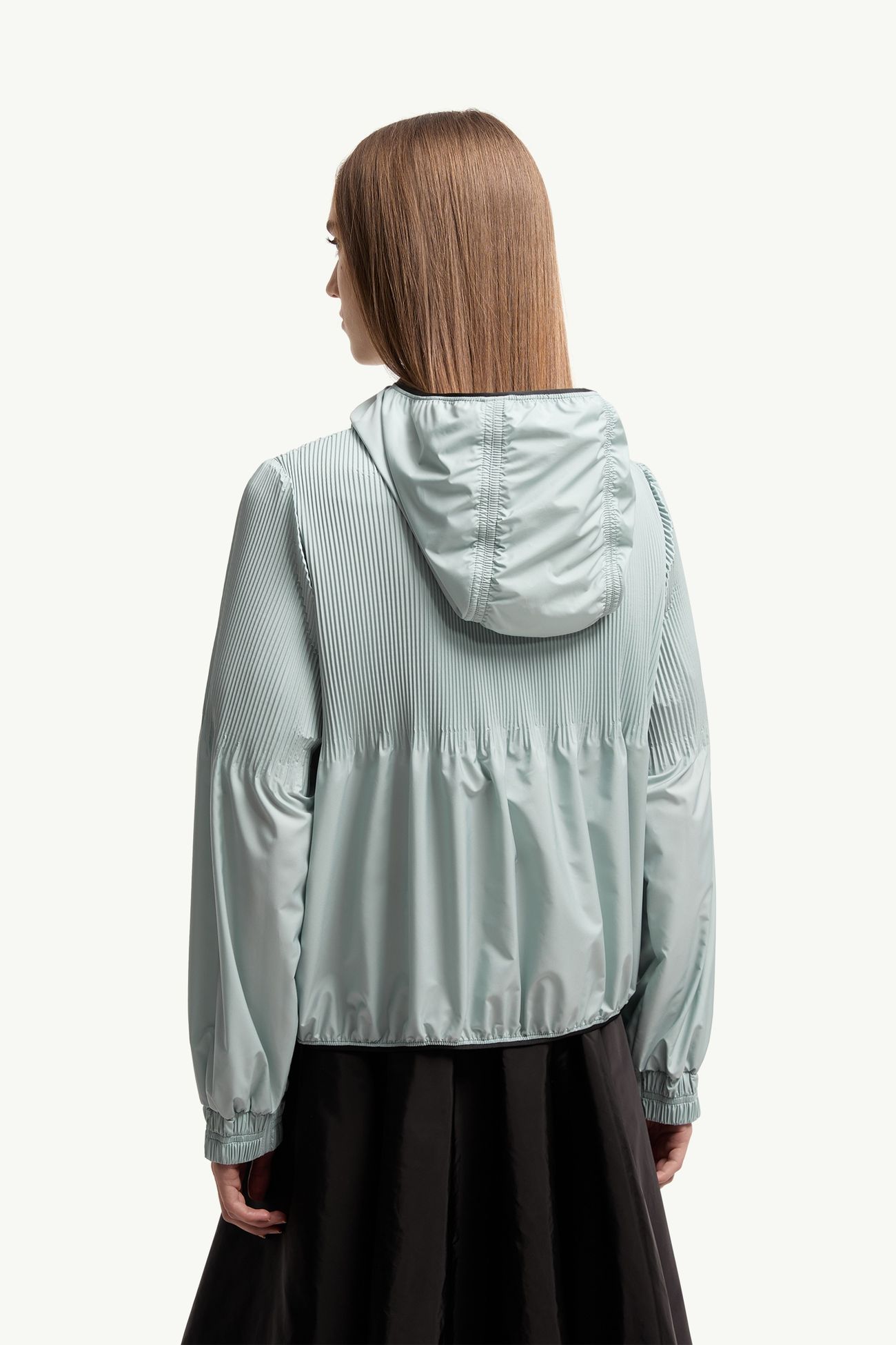 Anemone Pleated Hooded Jacket Women Aqua Green Moncler 4