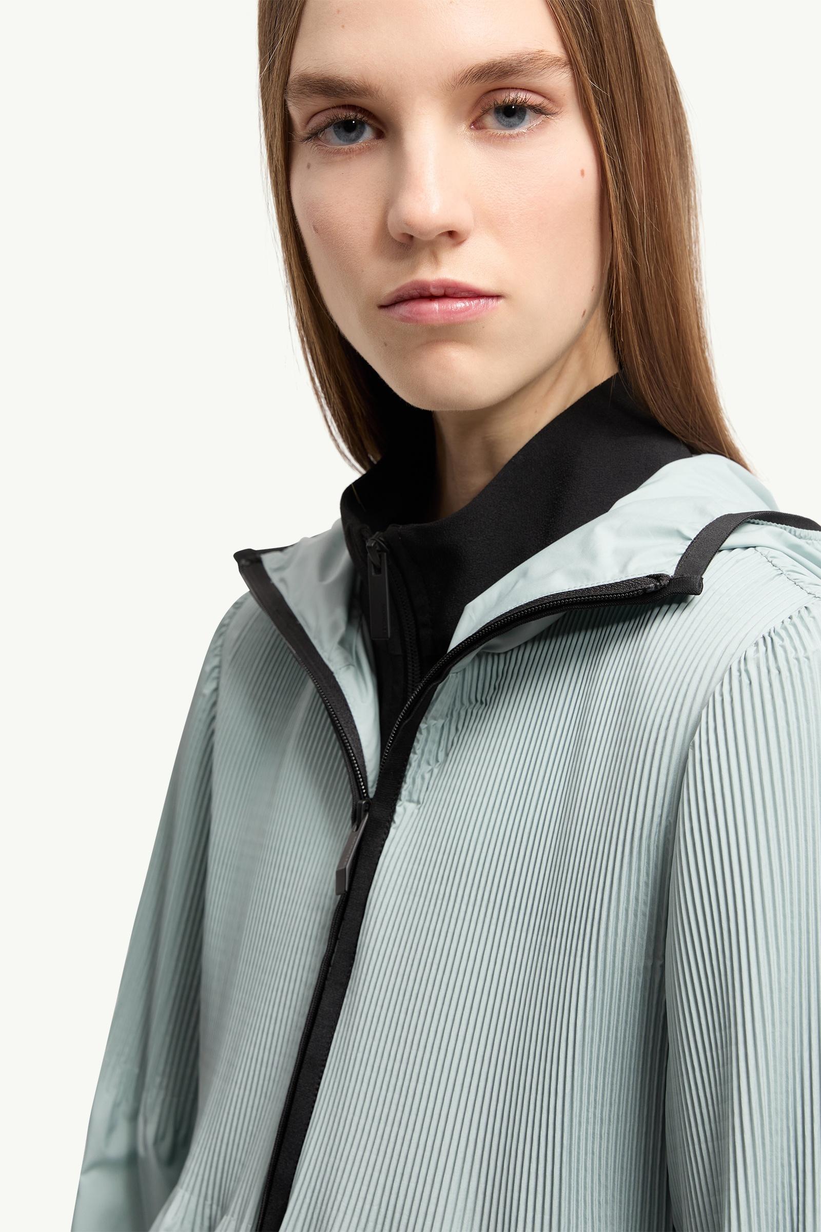 Aqua Green Anemone Pleated Hooded Jacket - Windbreakers