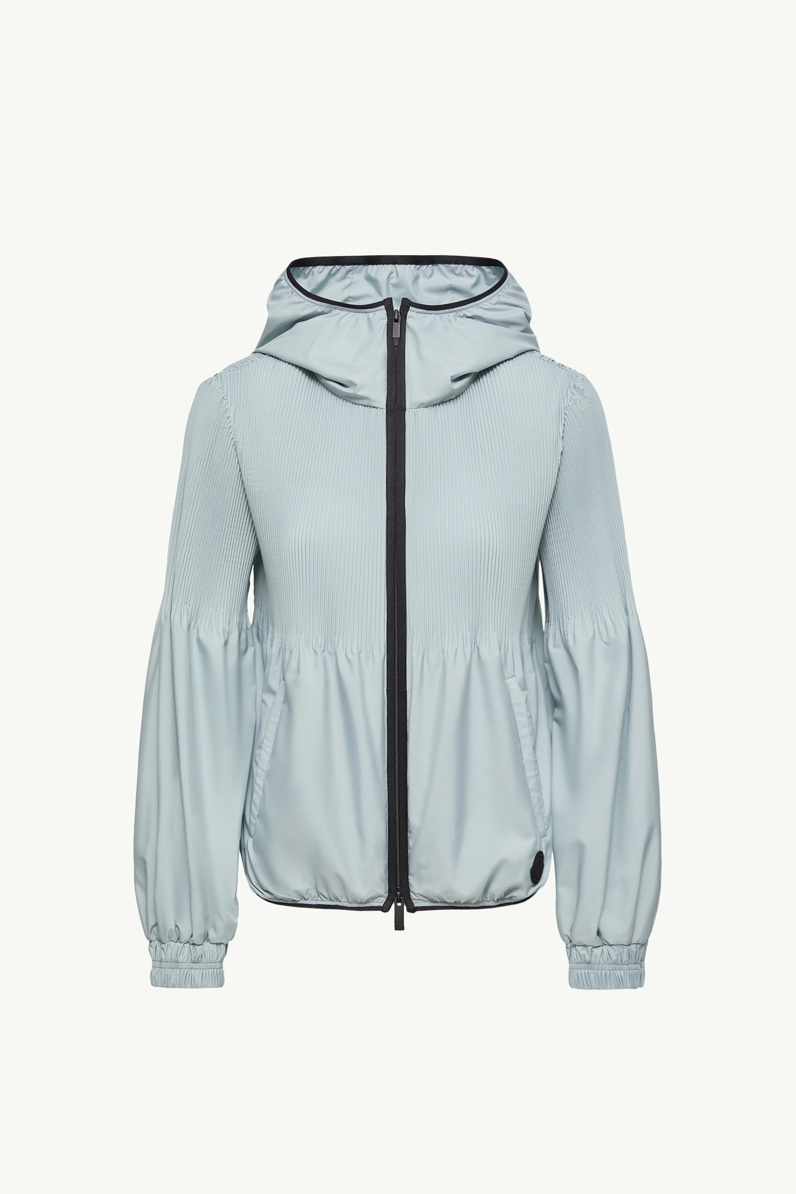 Aqua Green Anemone Pleated Hooded Jacket - Windbreakers