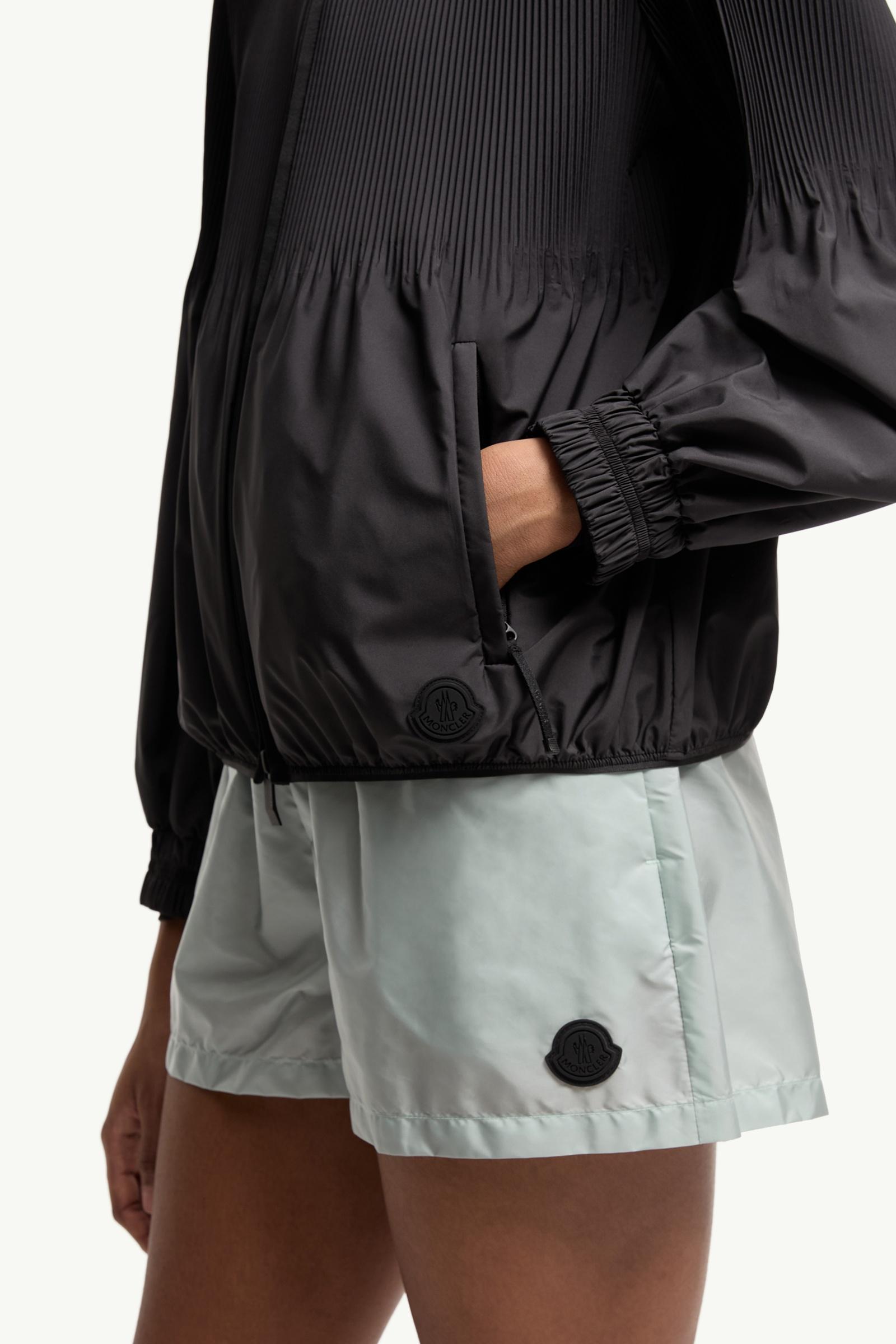 Black Anemone Pleated Hooded Jacket - Windbreakers & Raincoats for