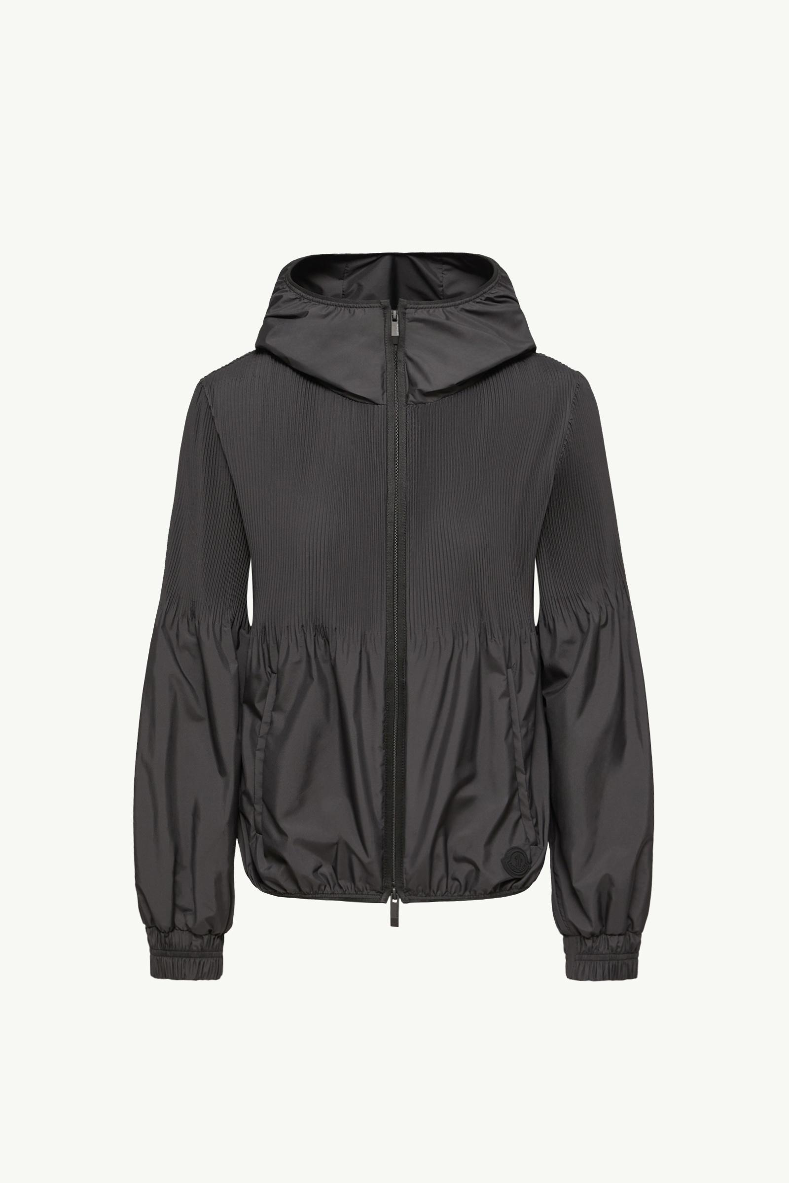 Black Anemone Pleated Hooded Jacket - Windbreakers & Raincoats for