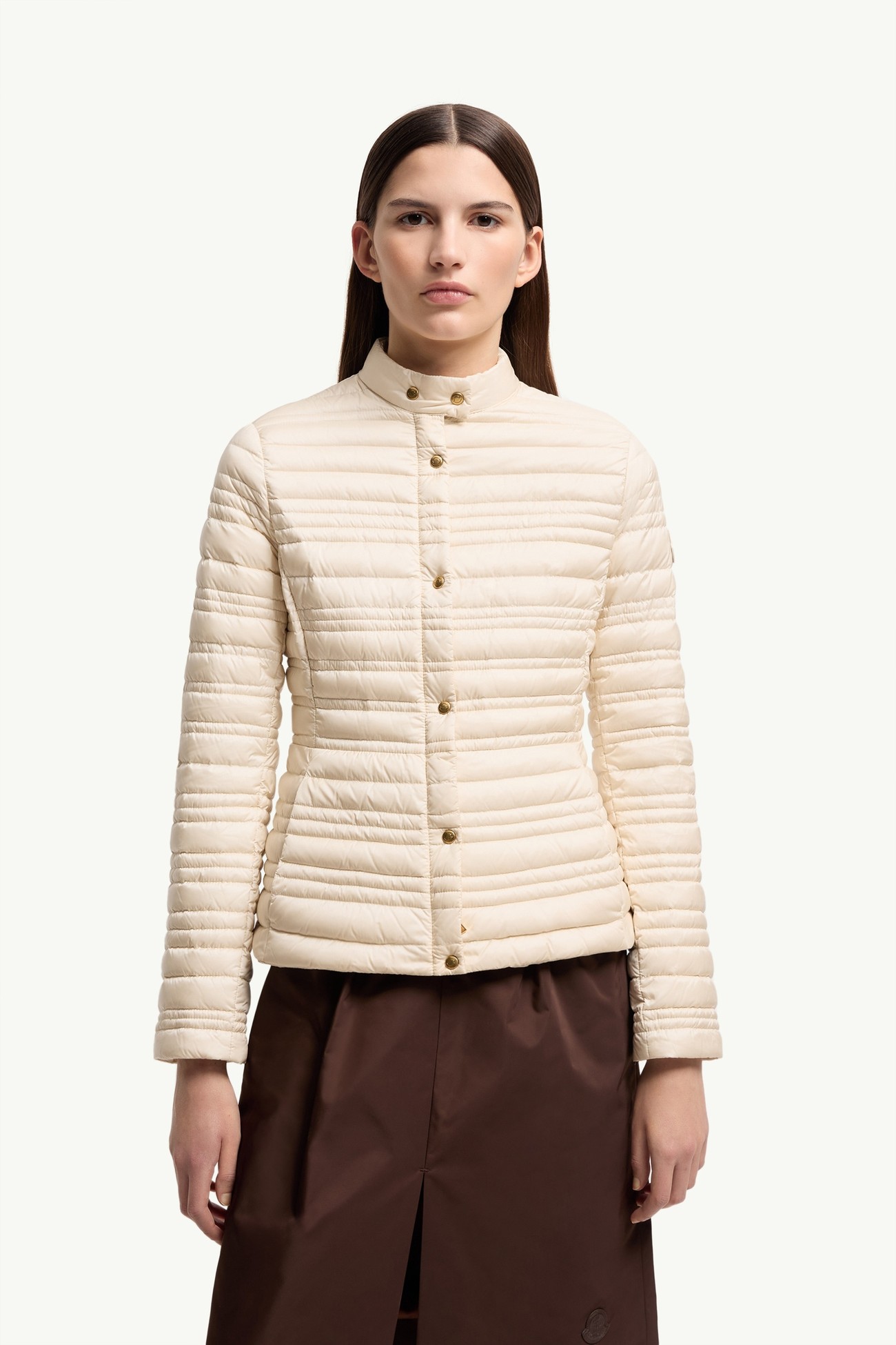 Cataire Daunen-Bikerjacke mit gestreifter Steppung Damen Hellbeige Moncler 3