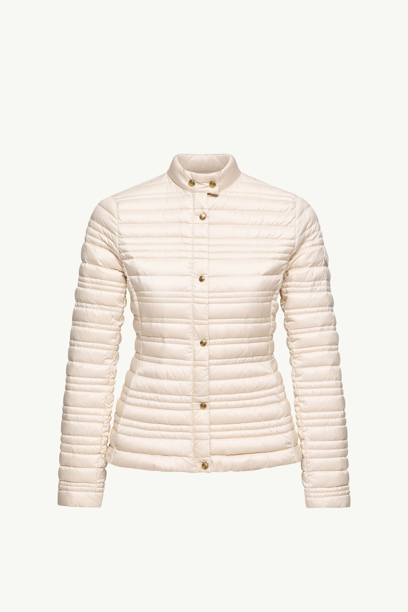 Cataire Daunen-Bikerjacke mit gestreifter Steppung Damen Hellbeige Moncler 2