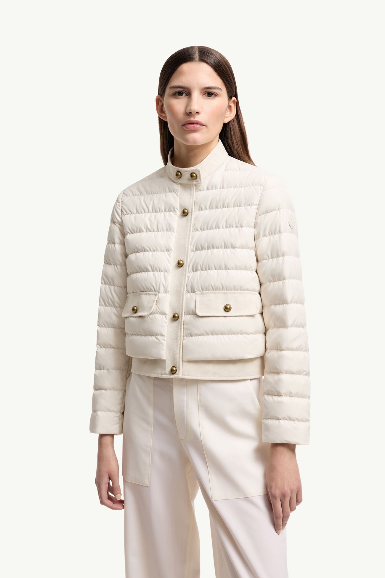 Juju Cotton & Linen-Trimmed Short Down Jacket Women White Moncler 3