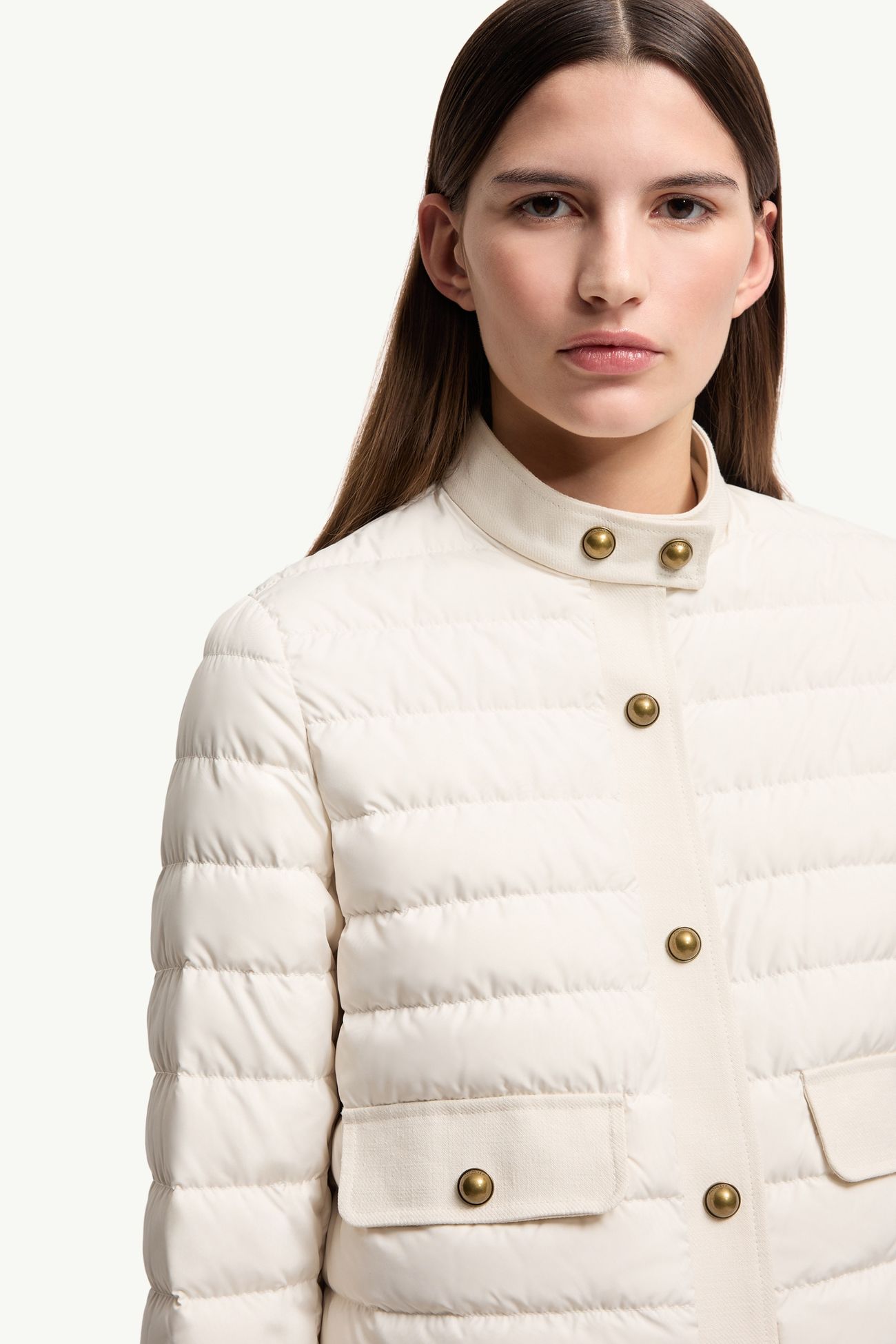 Juju Cotton & Linen-Trimmed Short Down Jacket Women White Moncler 5