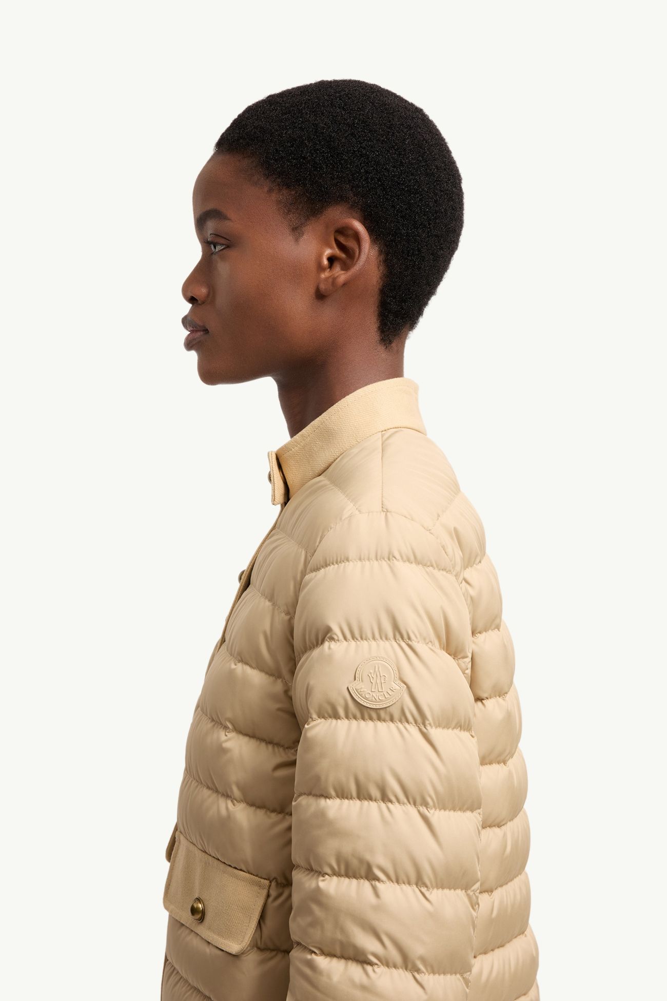 Juju棉麻飾邊短身羽絨外套 女士 米色 Moncler 1